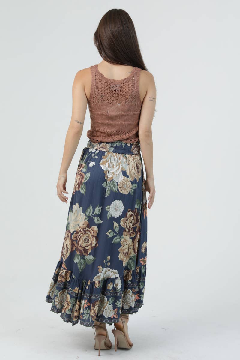 Angie Smocked Waist Ruffle Hem Maxi Skirt view 3