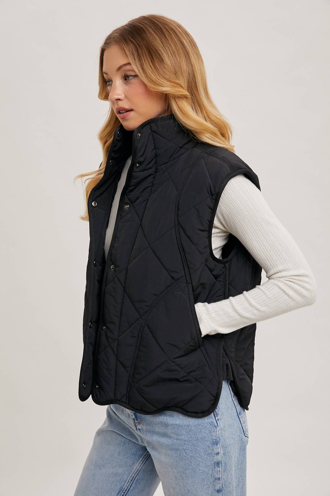 Bluivy Button-Down Quilted Puffer Vest with Pockets view 4