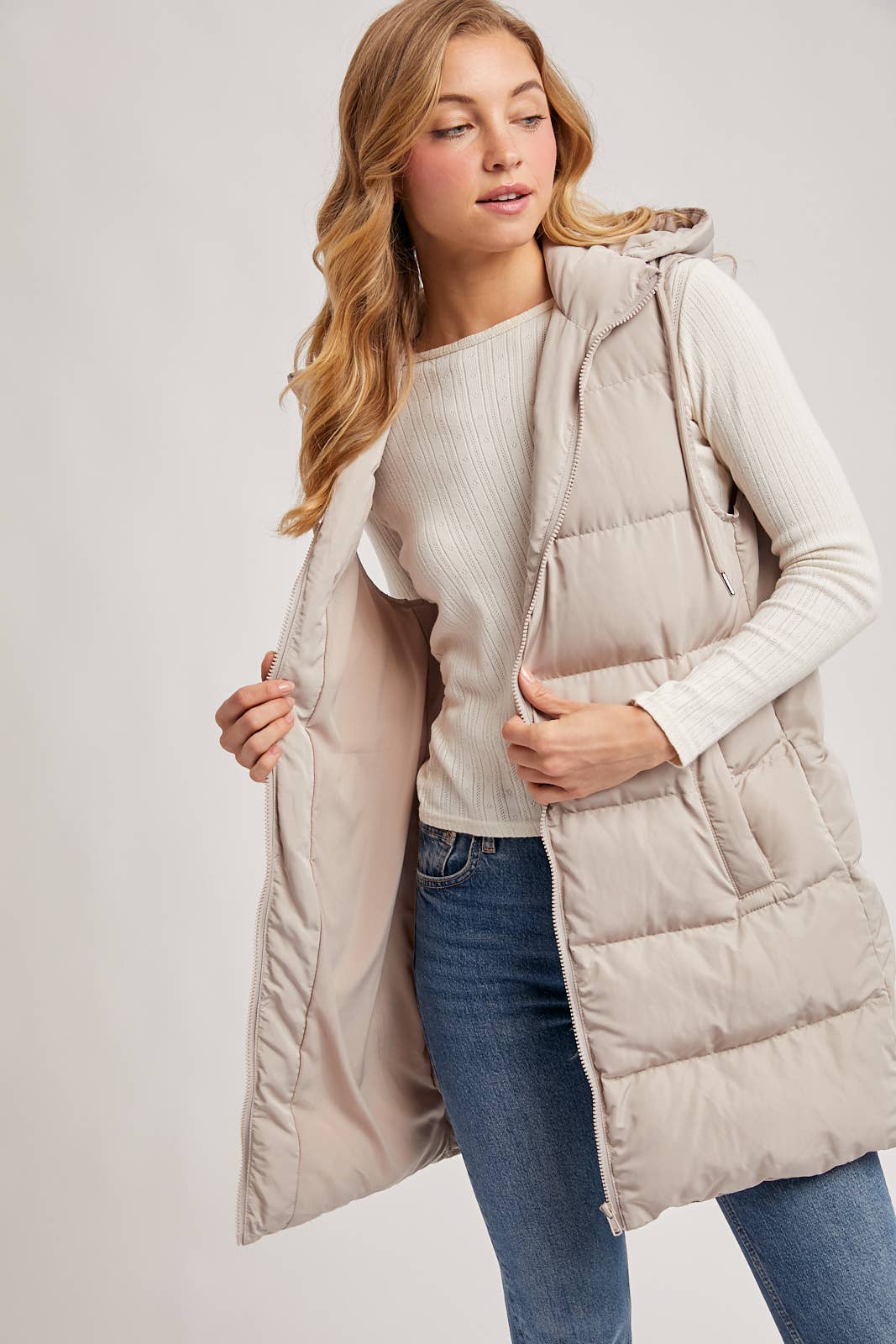 Bluivy - Hooded Longline Puffer Vest view 24