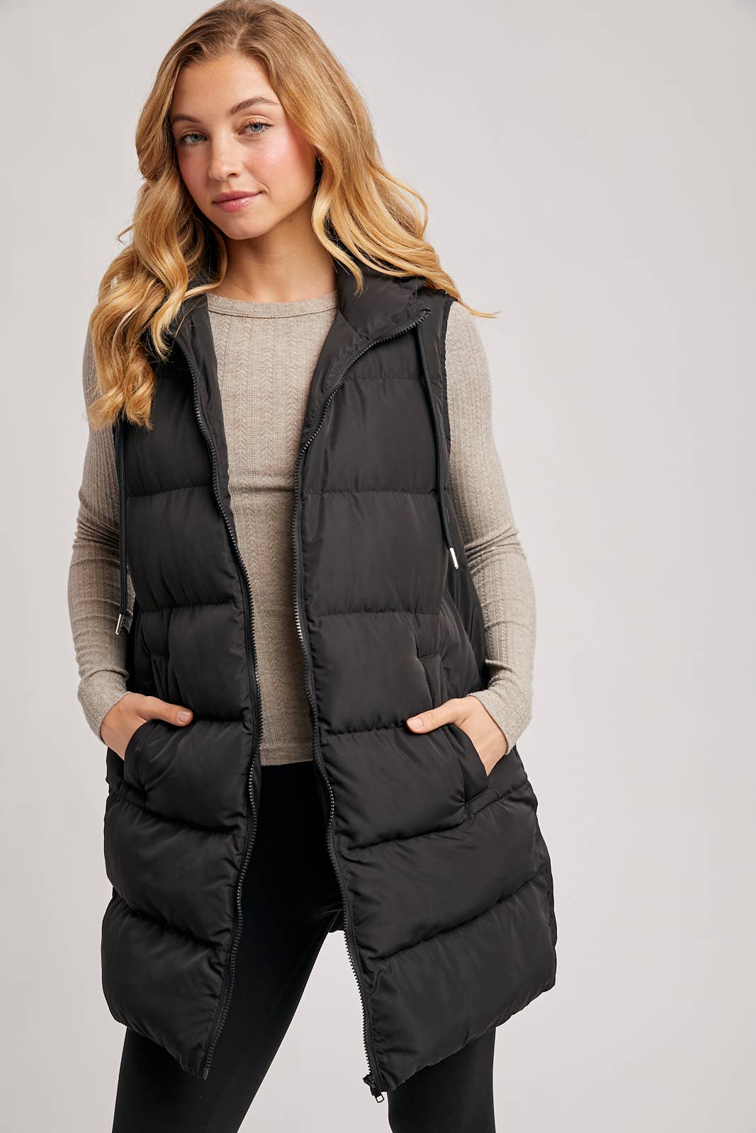 Bluivy - Hooded Longline Puffer Vest view 5