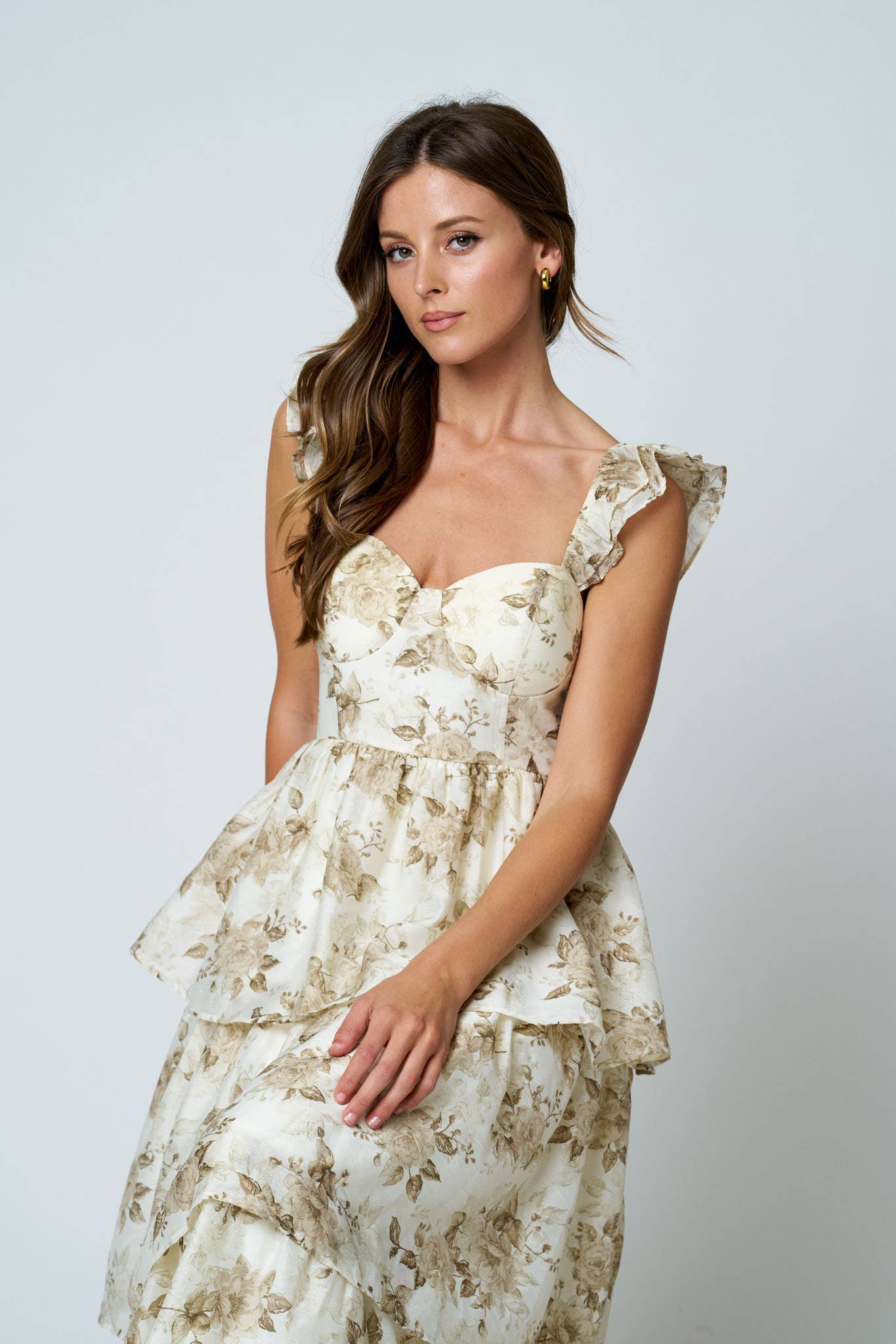 Blu Pepper - Floral Print Ruffle Tiered Spaghetti Midi Dress view 6