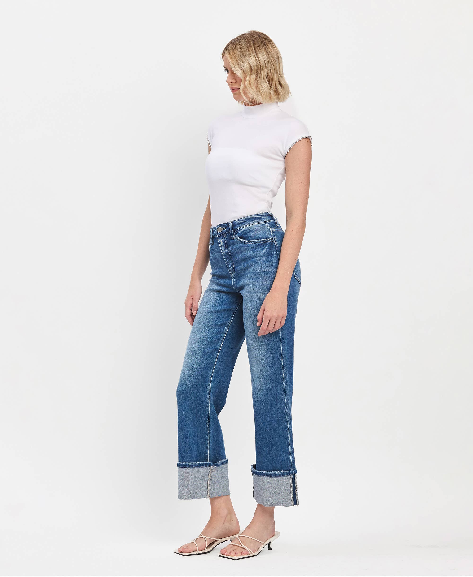 Flying Monkey - Vintage High Rise Cuffed Flared Jeans view 11