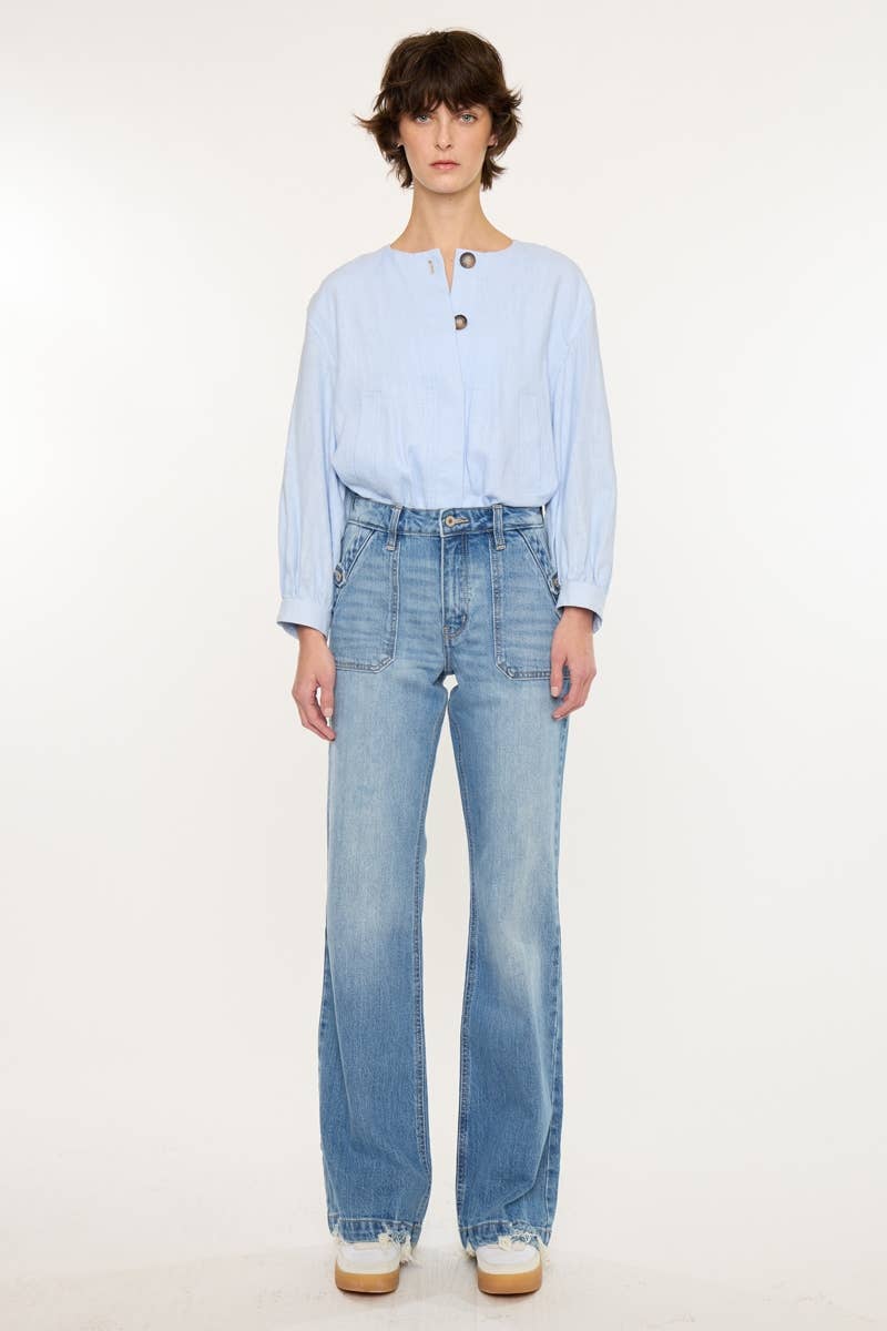 Kan Can USA High Rise Wide Flare Jeans view 7