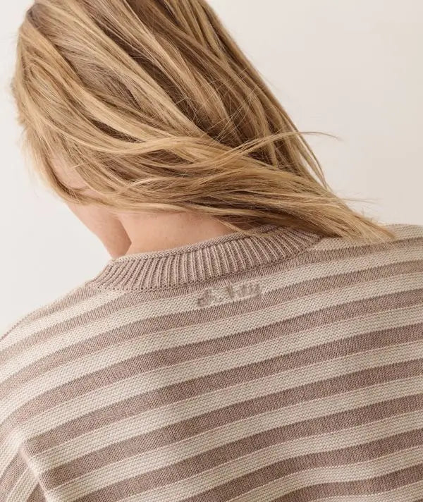 Marine Layer Suki Crewneck Sweater - Oatmeal Stripe view 5