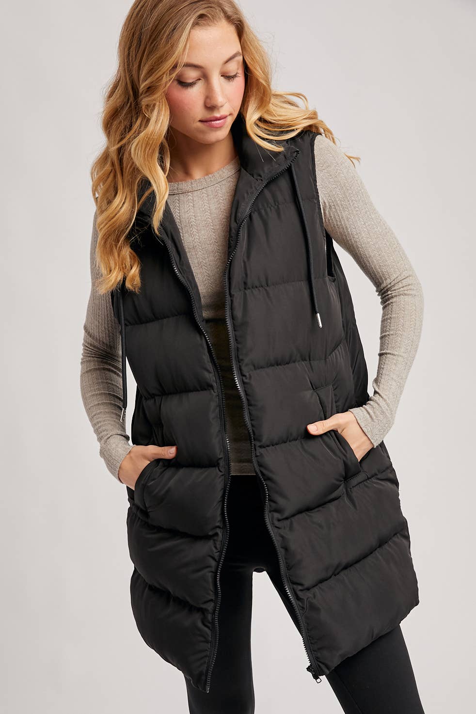 Bluivy - Hooded Longline Puffer Vest view 4