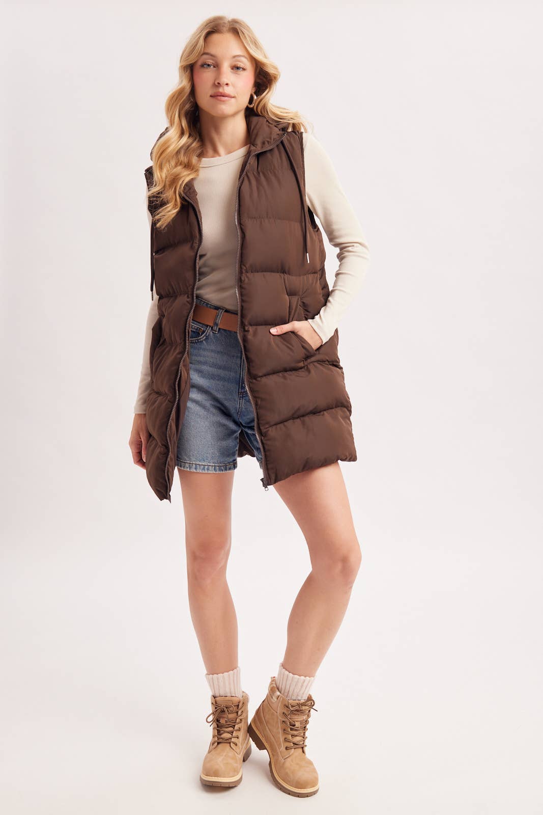 Bluivy - Hooded Longline Puffer Vest view 18