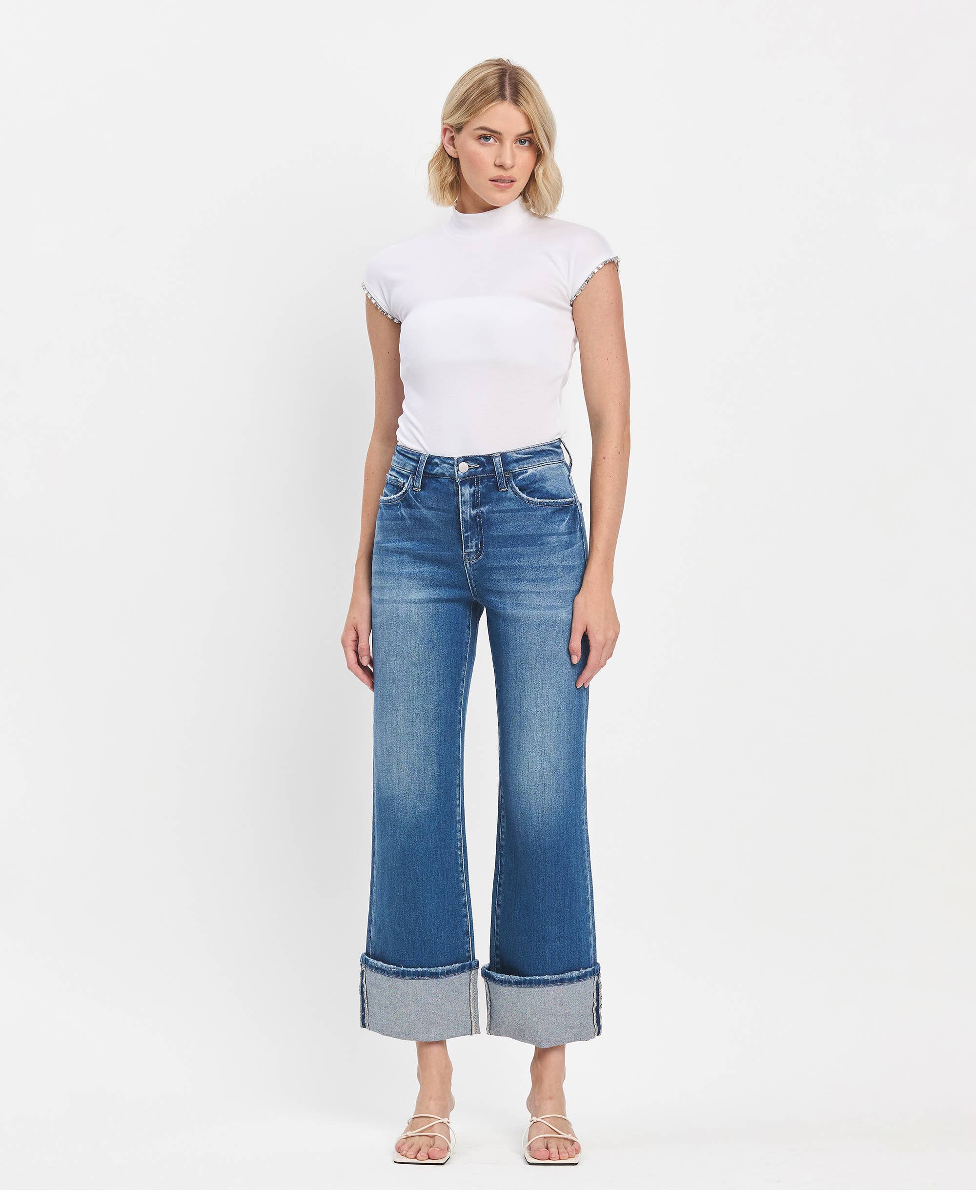 Flying Monkey - Vintage High Rise Cuffed Flared Jeans view 4