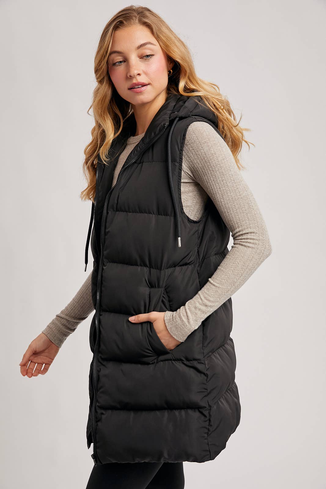 Bluivy - Hooded Longline Puffer Vest view 6