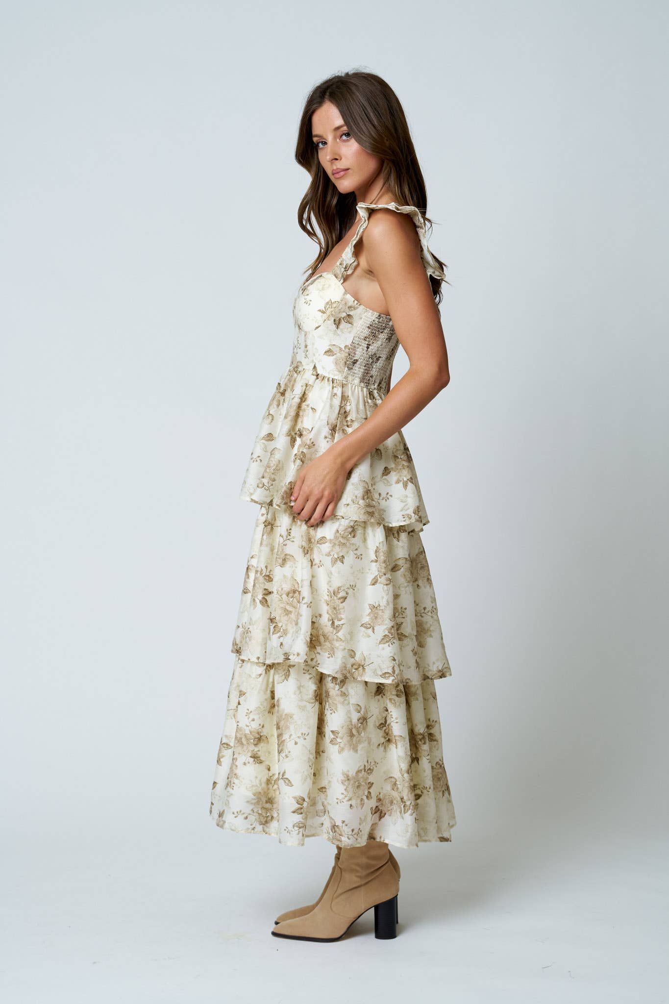 Blu Pepper - Floral Print Ruffle Tiered Spaghetti Midi Dress view 5