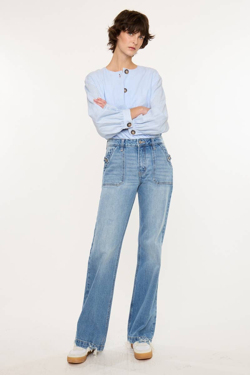 Kan Can USA High Rise Wide Flare Jeans view 3