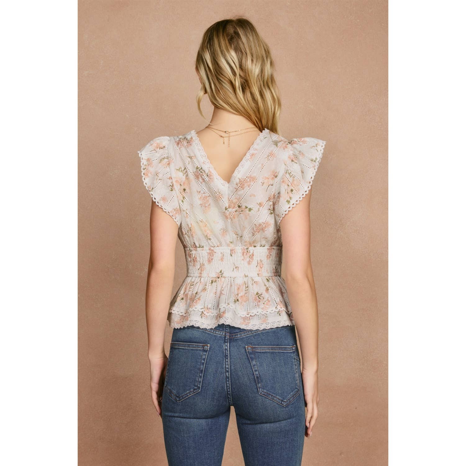 Dress Forum - Floral Flutter Ruffled Blouson Top view 3
