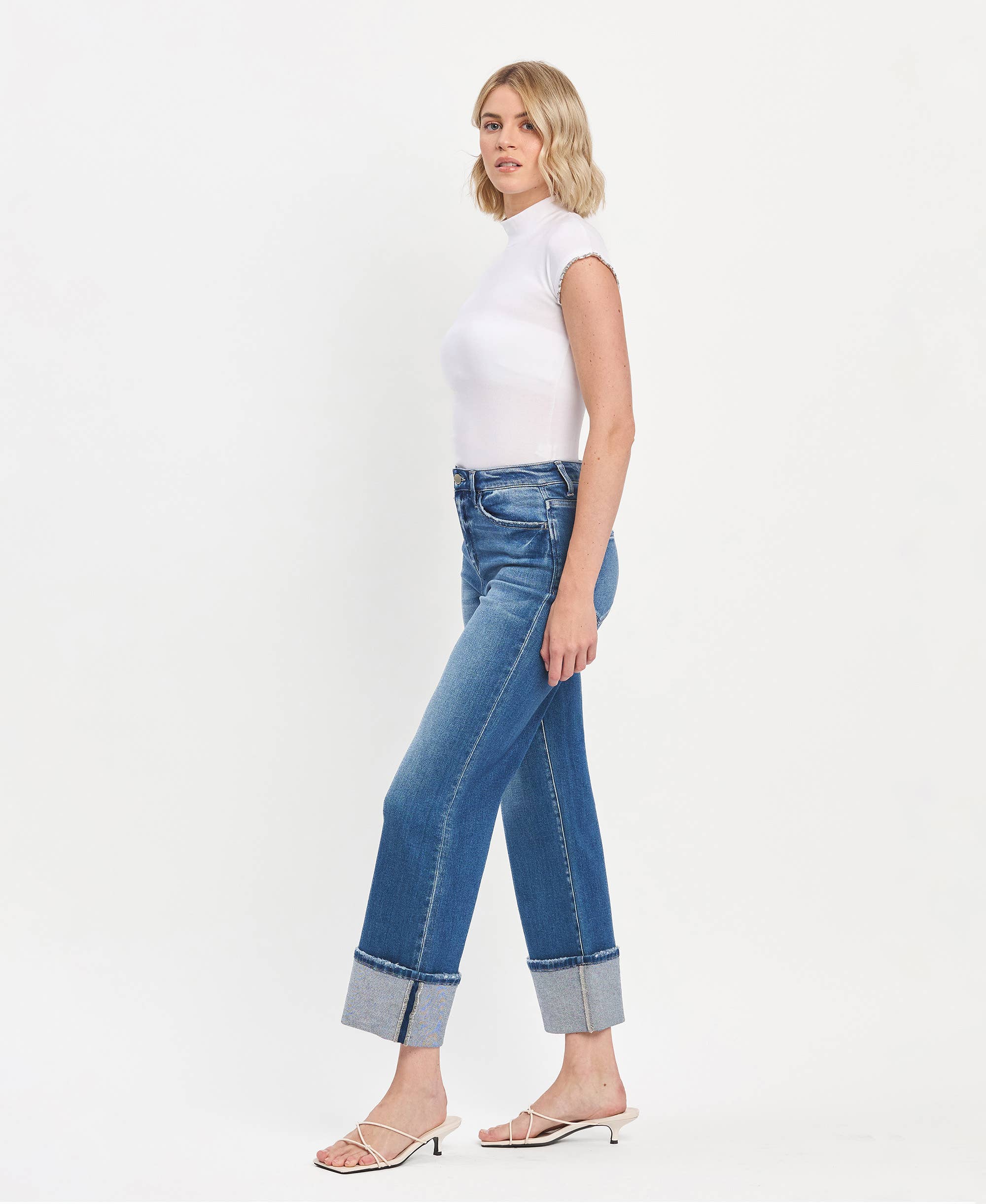 Flying Monkey - Vintage High Rise Cuffed Flared Jeans view 9