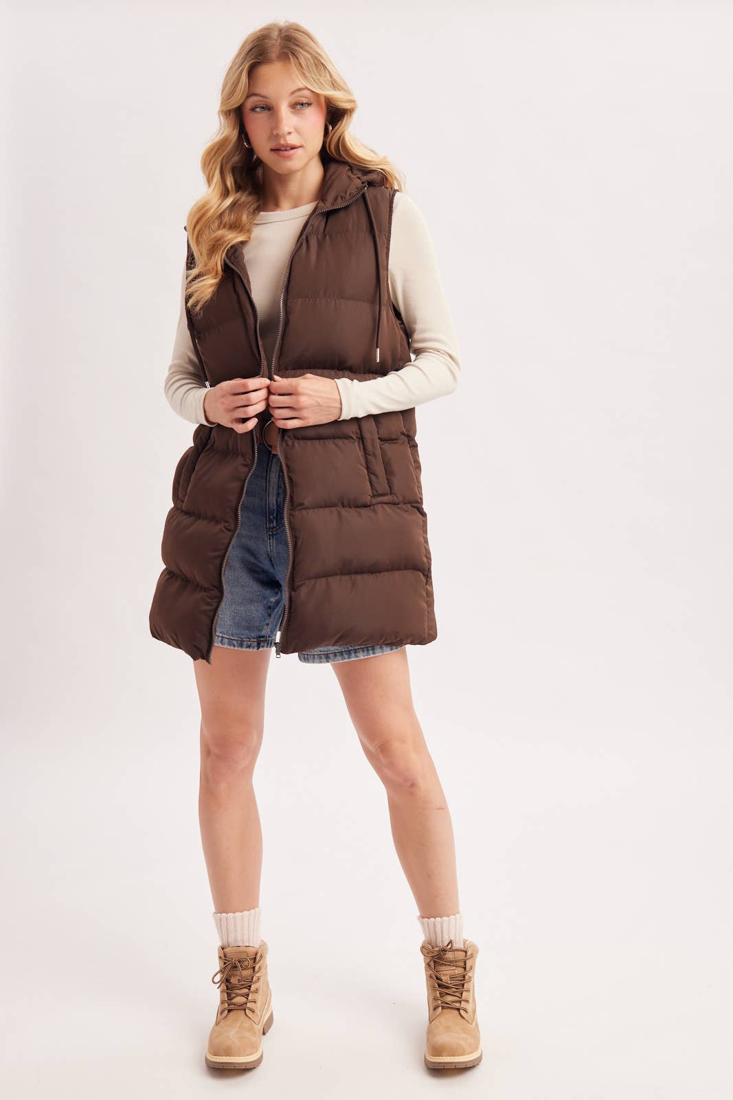 Bluivy - Hooded Longline Puffer Vest view 17