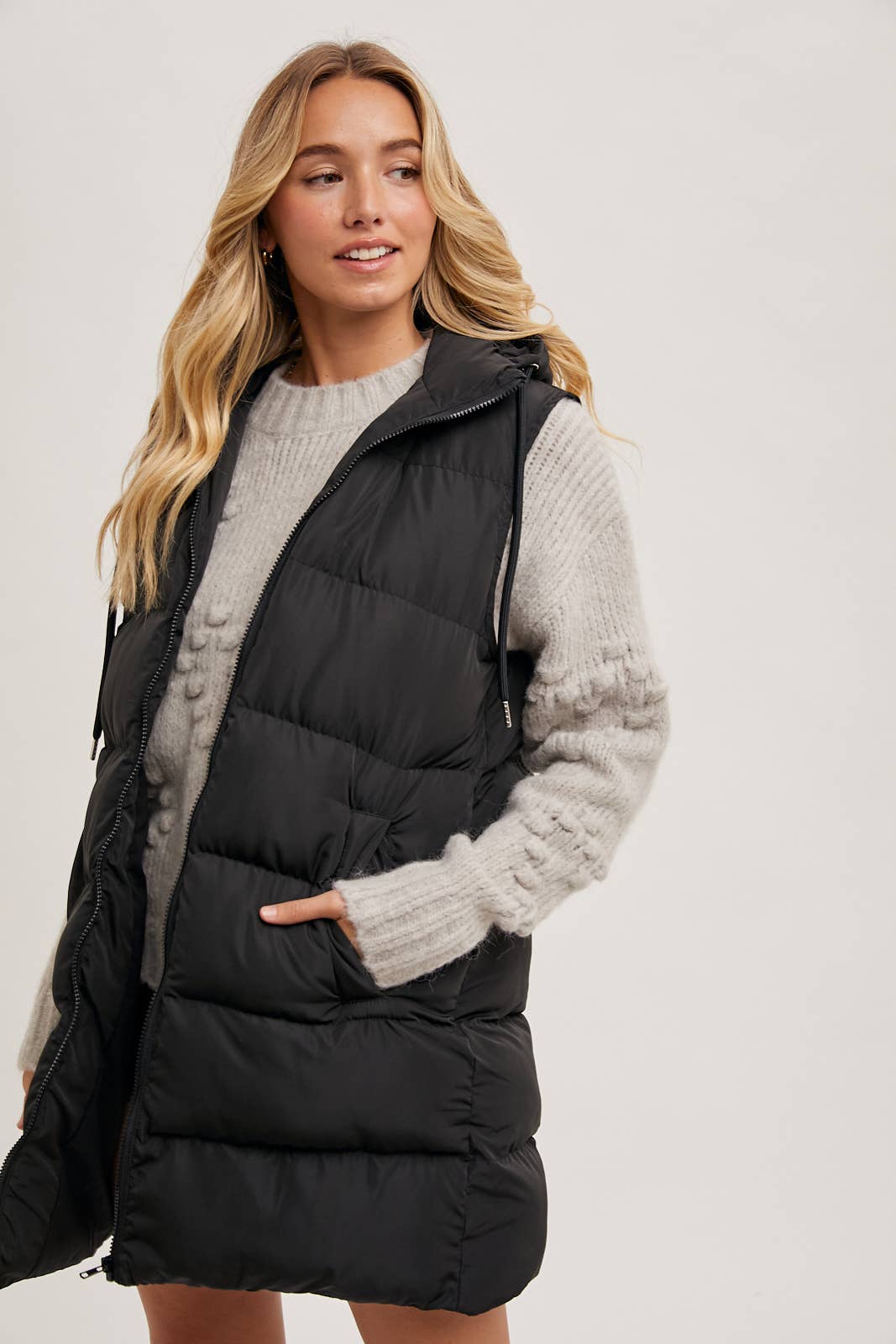 Bluivy - Hooded Longline Puffer Vest view 3