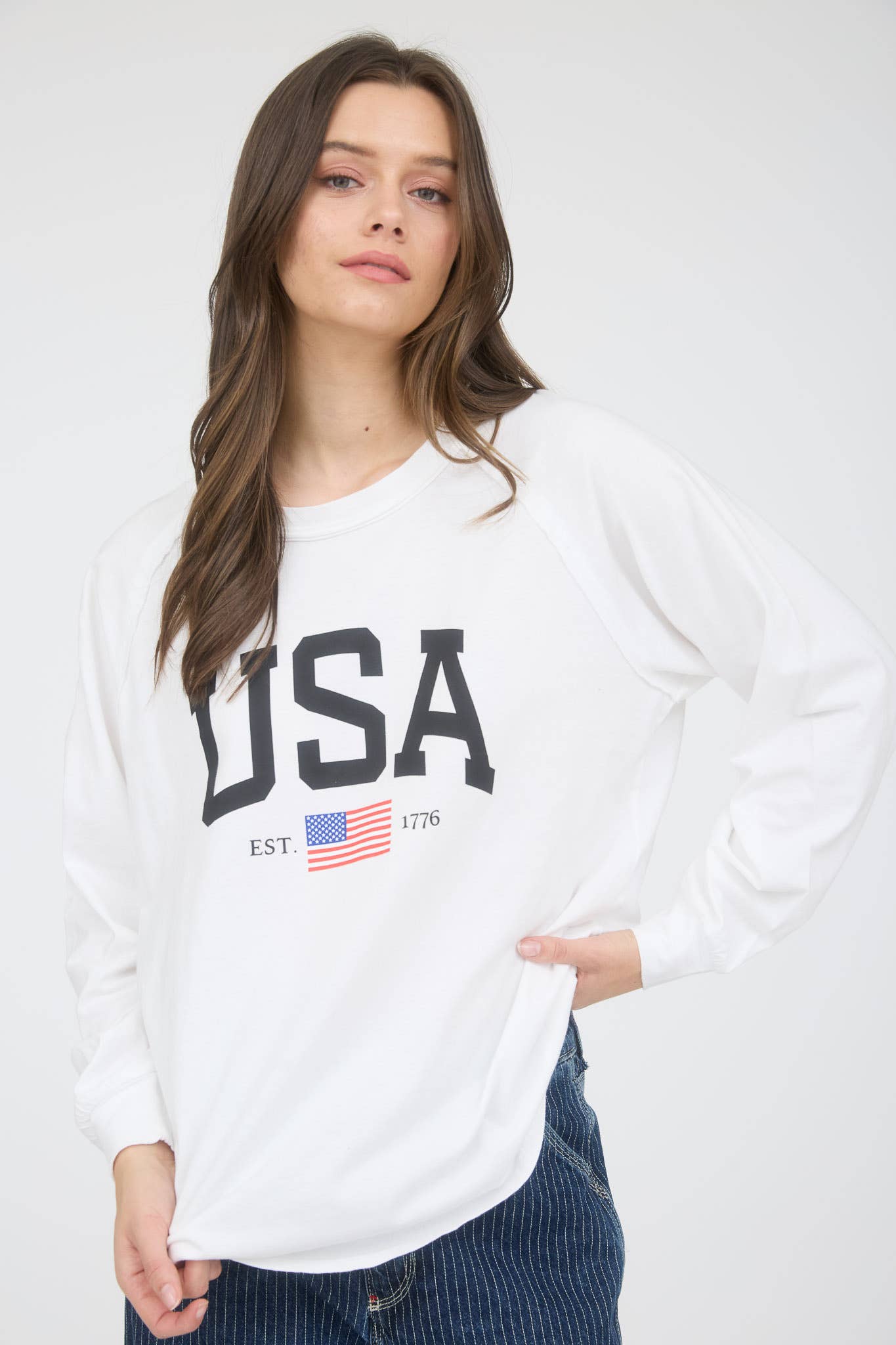 Blu Pepper - USA Graphic Raglan Long Sleeve Knit Top