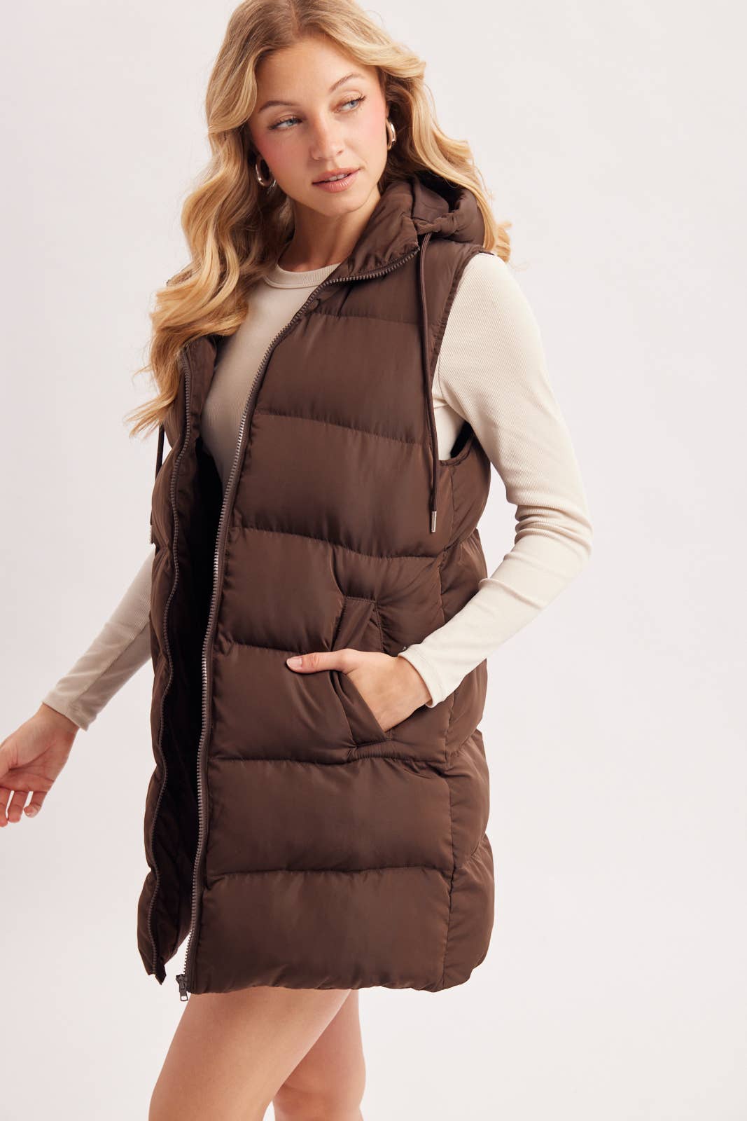 Bluivy - Hooded Longline Puffer Vest view 12