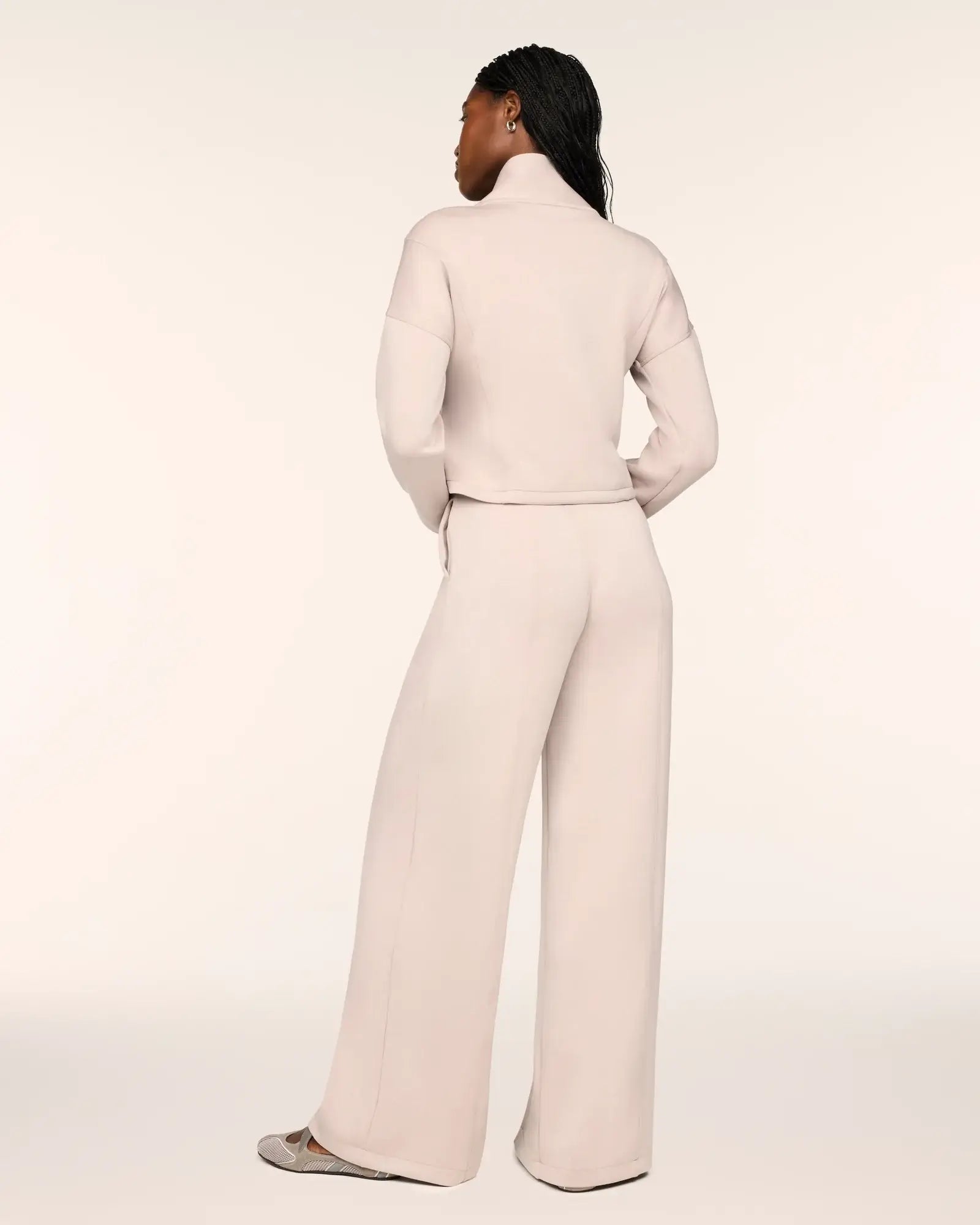 SPANX AirEssentials® Long Sleeve Shawl Collar Jumpsuit - Mushroom view 3