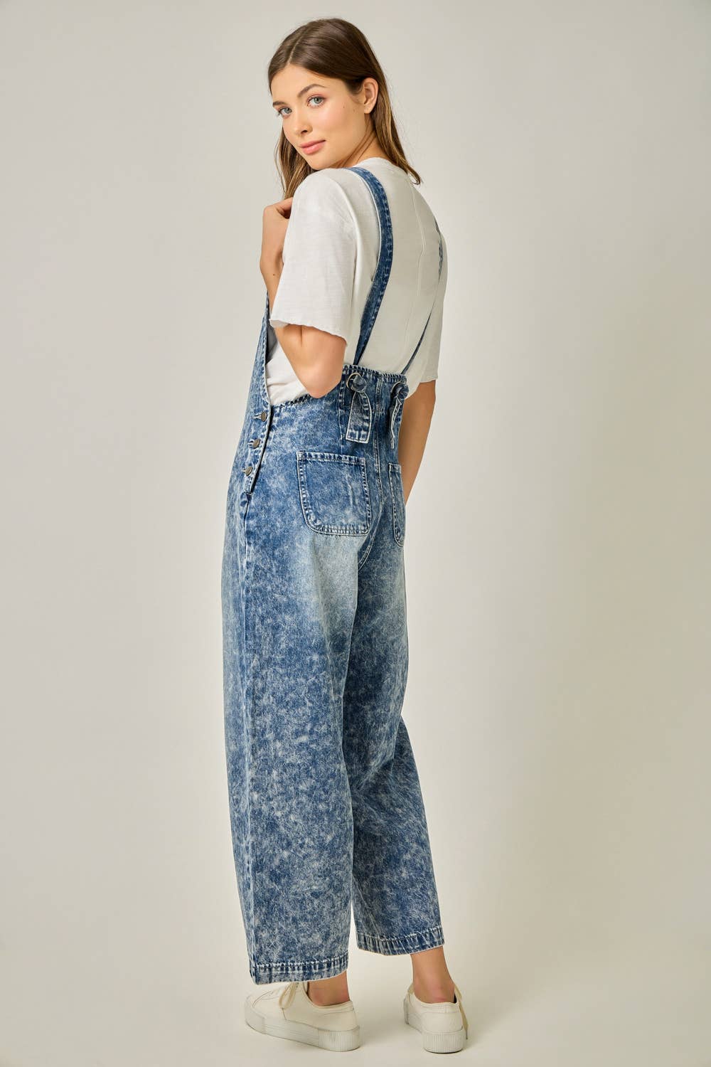 Mystree Washed Blue Denim Overalls view 5