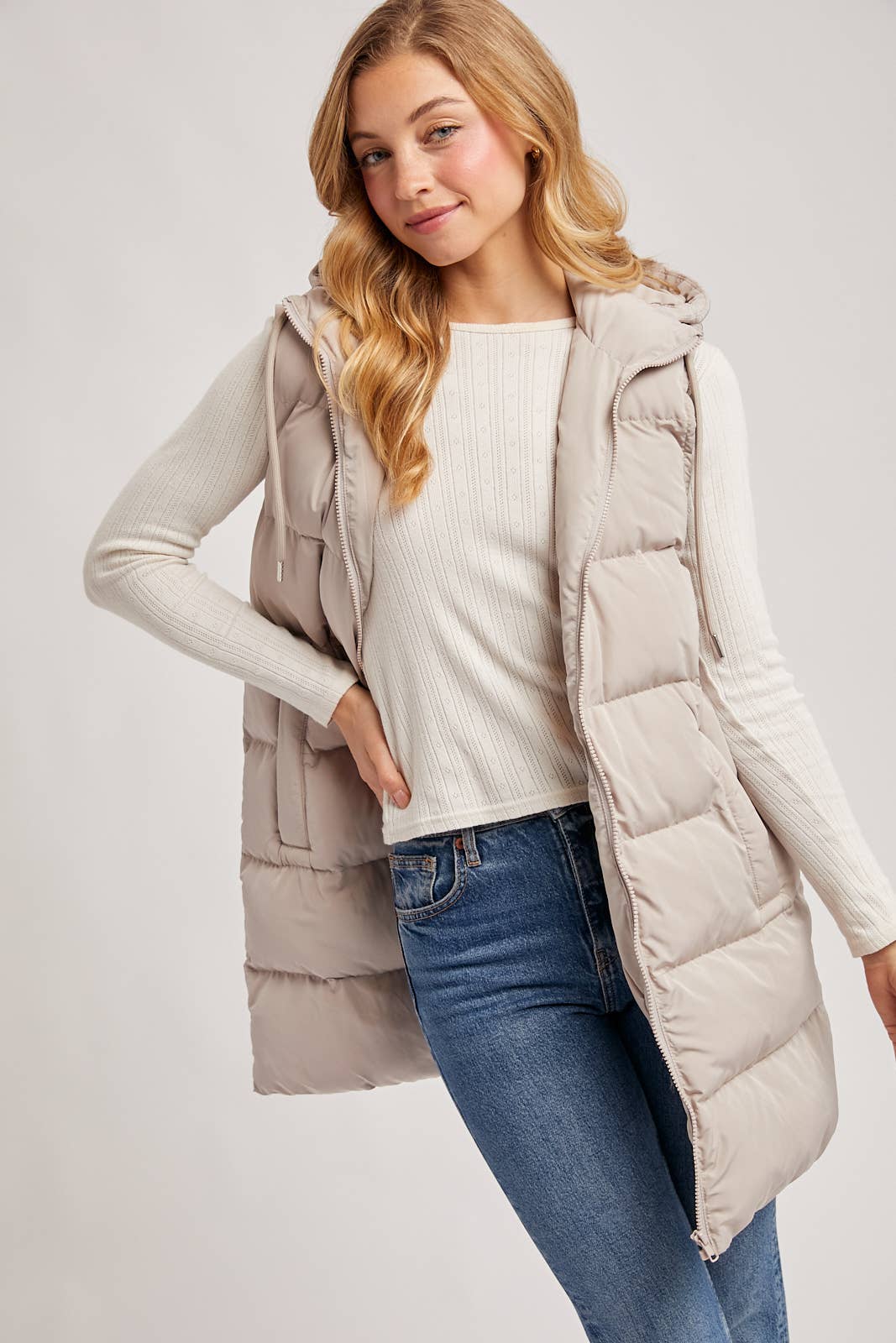 Bluivy - Hooded Longline Puffer Vest view 25
