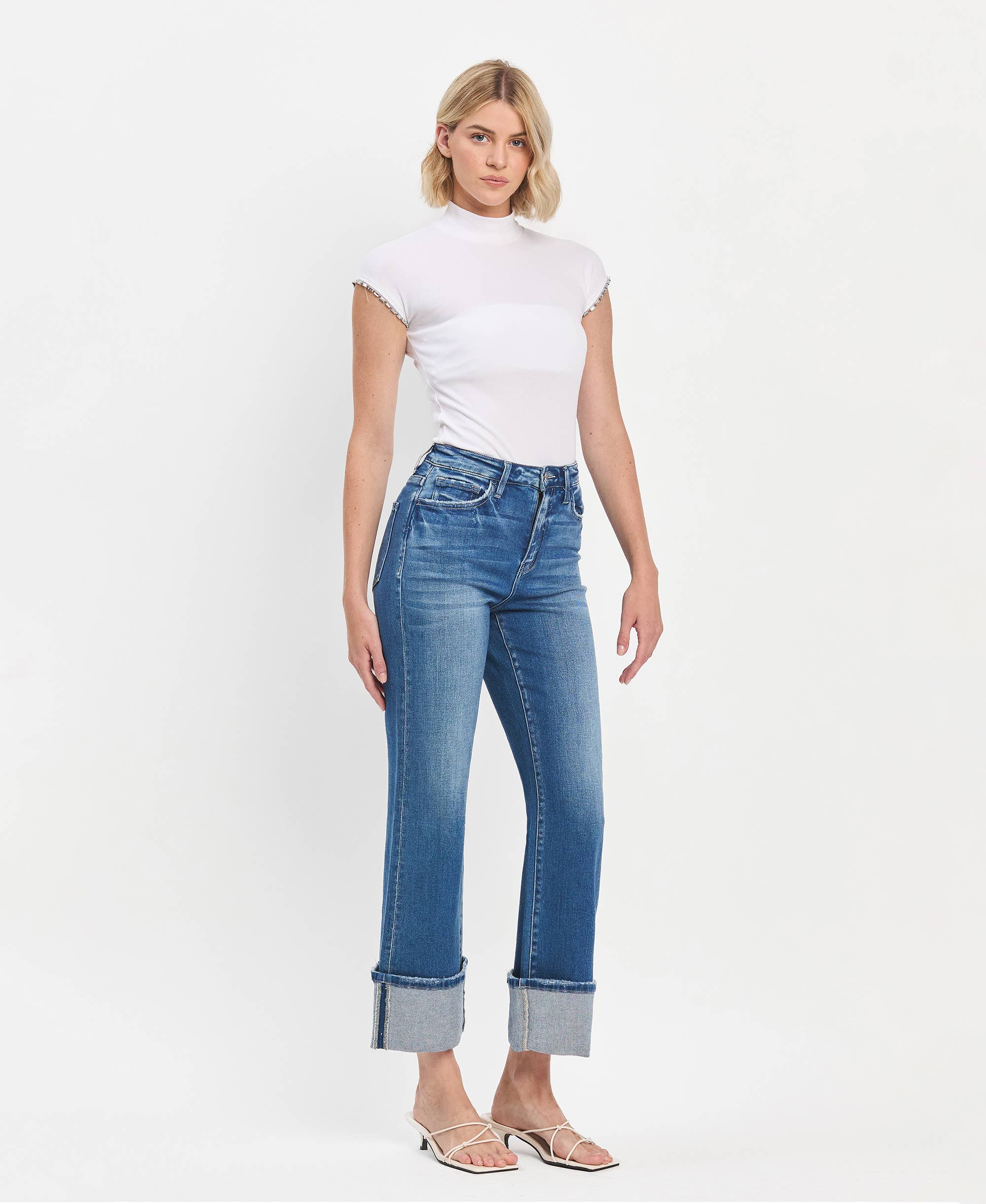 Flying Monkey - Vintage High Rise Cuffed Flared Jeans view 5