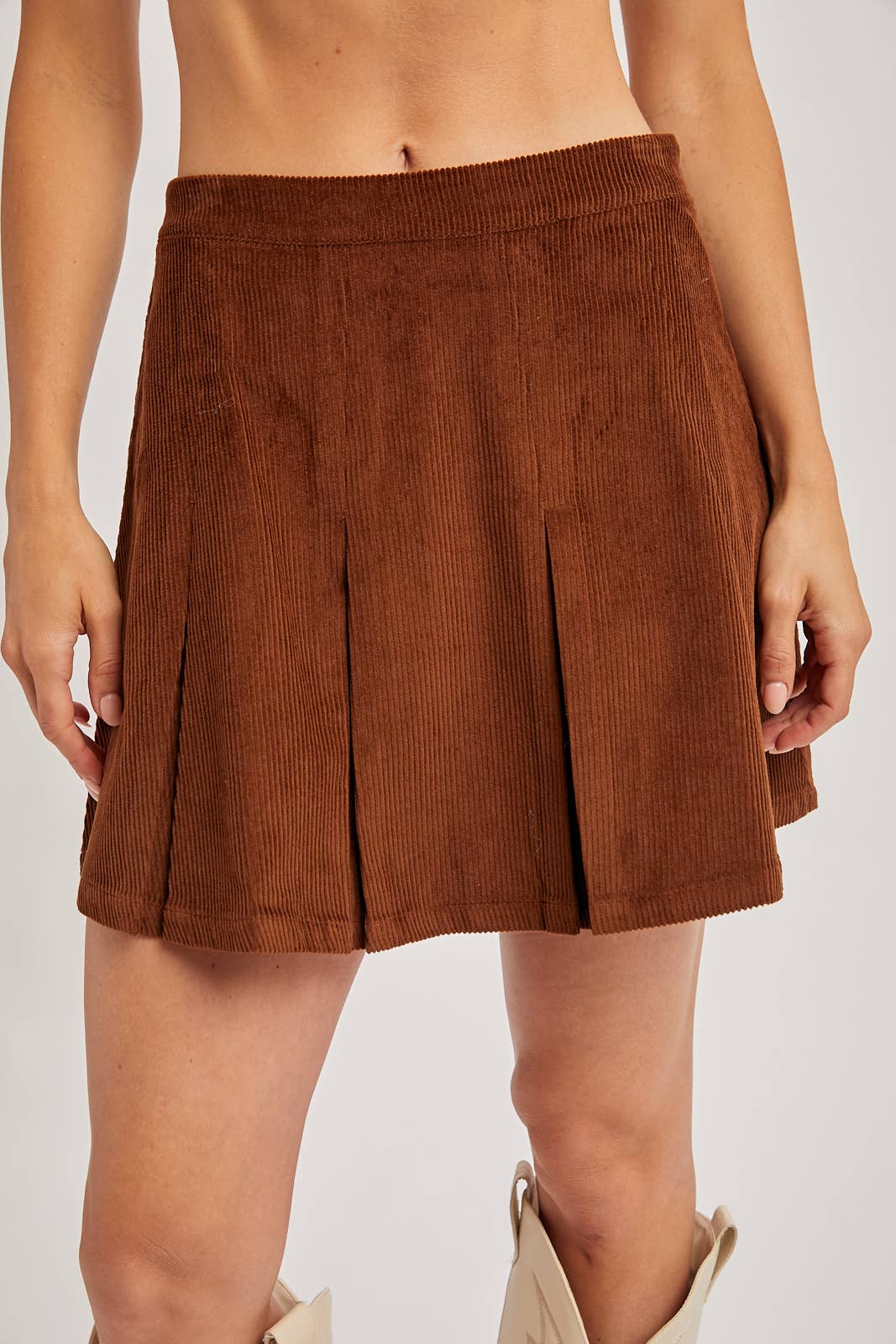 Bluivy Corduroy Pleated Mini Skirt view 3