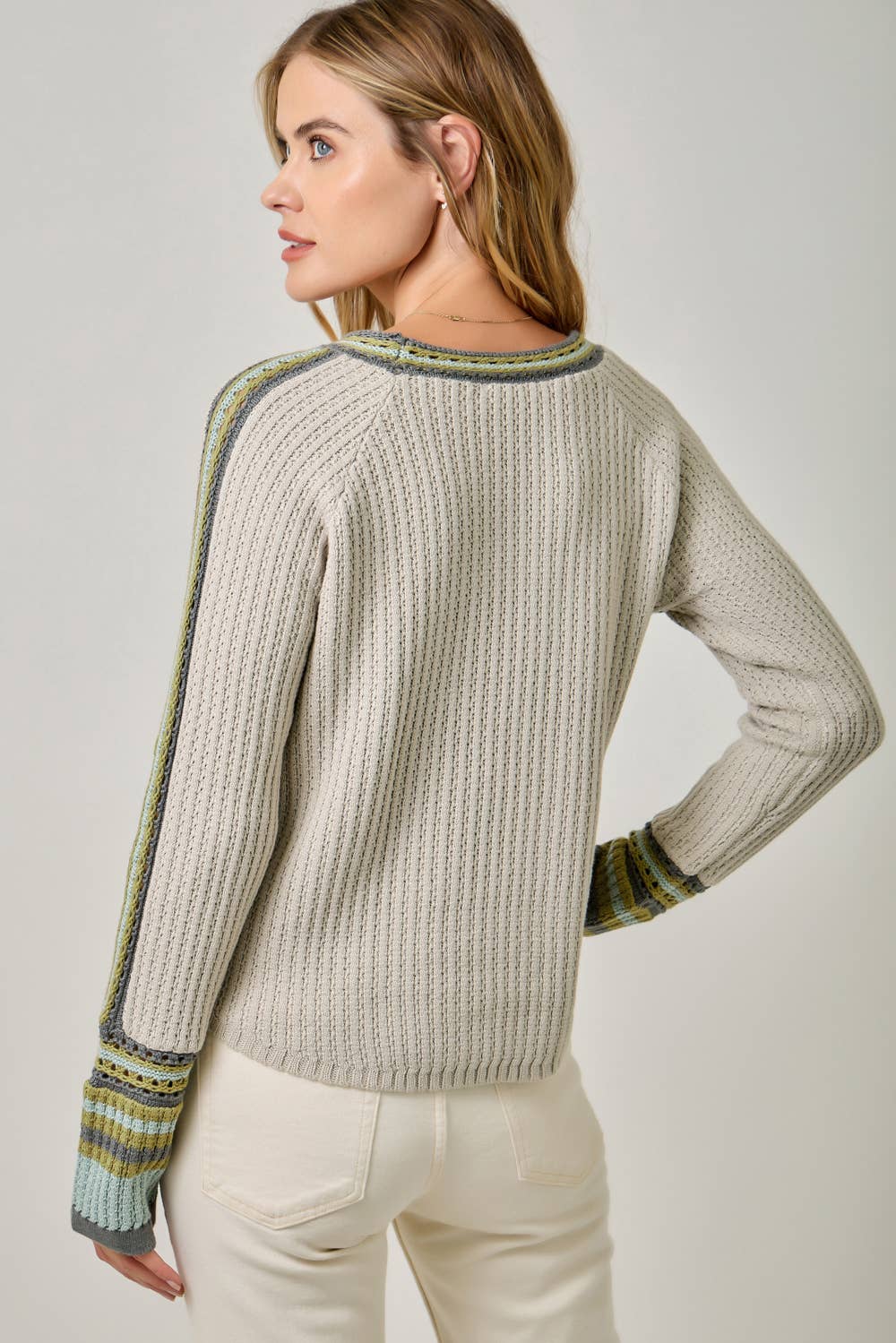 Mystree Raglan-Sleeve Sweater Top - Stone view 4