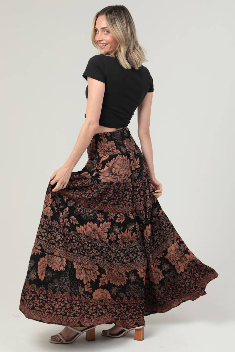 Angie Smocked Waistband Tiered A-Line Maxi Skirt view 5