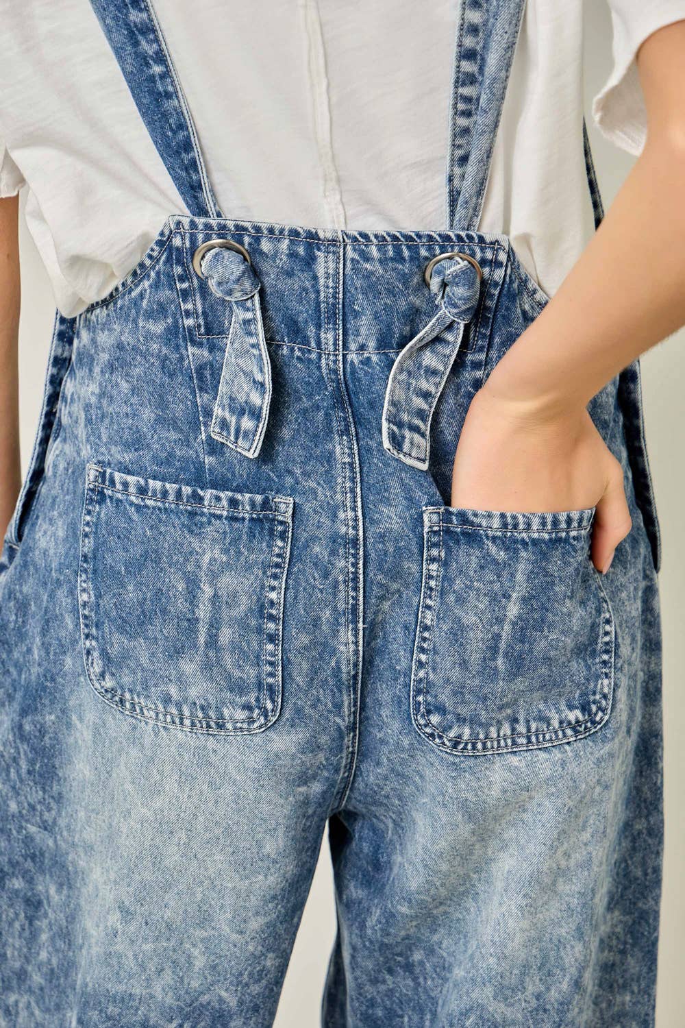 Mystree Washed Blue Denim Overalls view 6