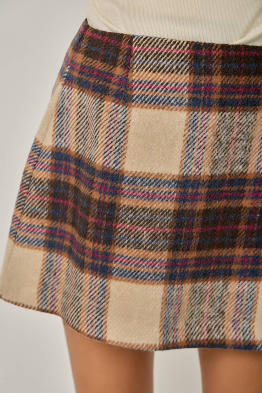 Mystree Plaid Wool-Blend Mini Skirt - Ginger Combo view 8