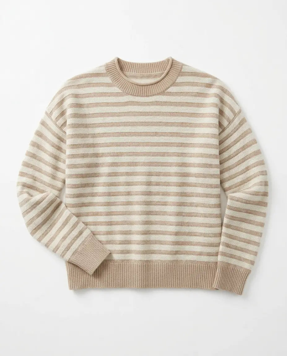 Marine Layer Suki Crewneck Sweater - Oatmeal Stripe view 3