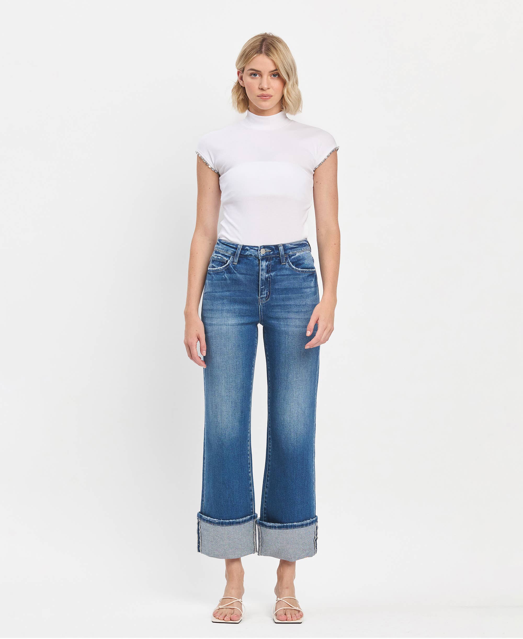 Flying Monkey - Vintage High Rise Cuffed Flared Jeans view 3