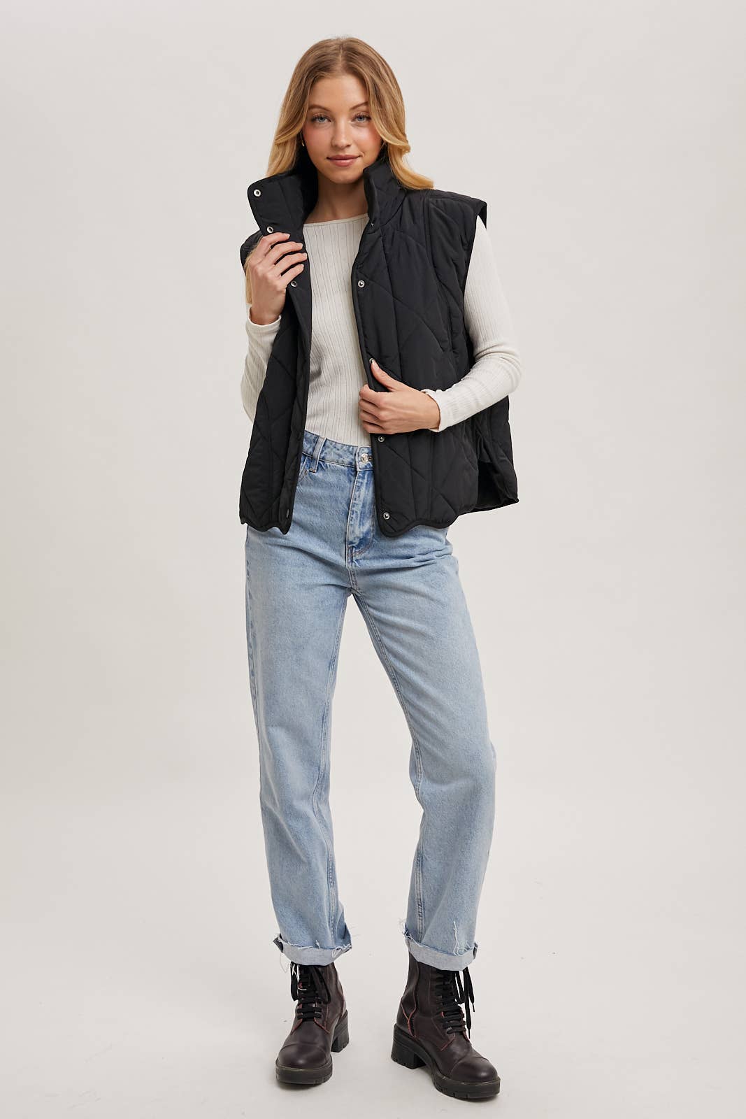 Bluivy Button-Down Quilted Puffer Vest with Pockets view 7