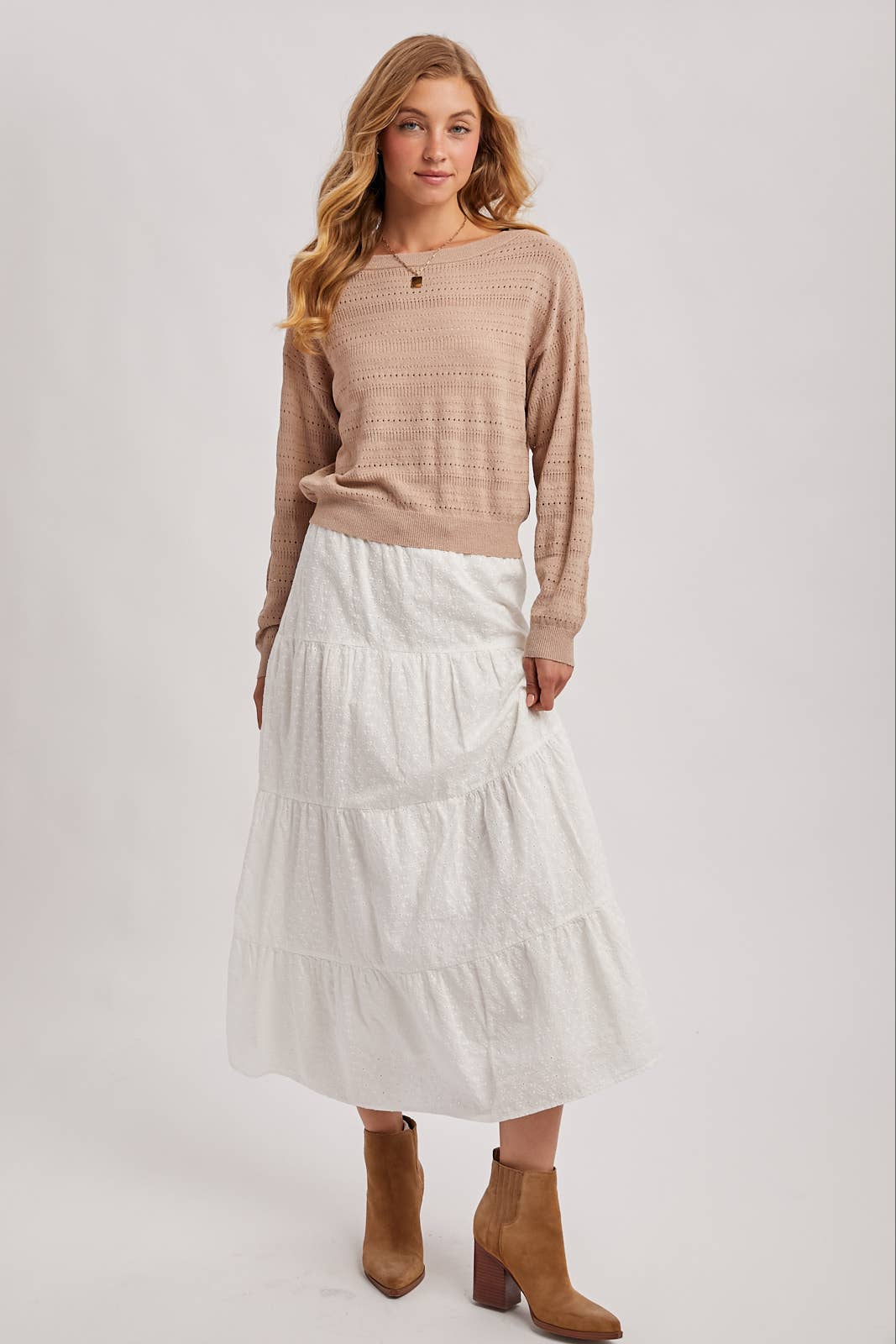 Bluivy Open Knit Long Sleeve Pullover Top view 7