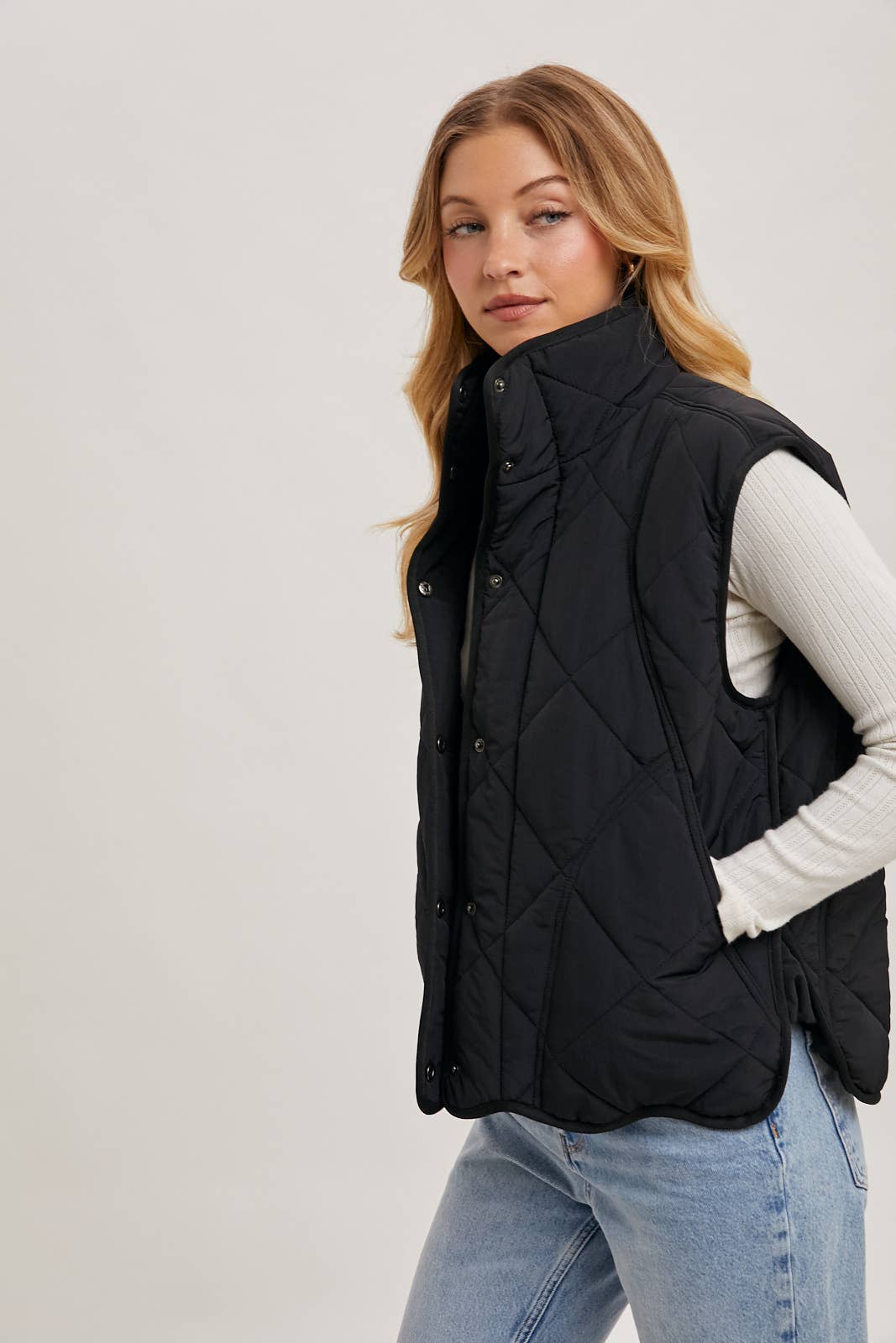 Bluivy Button-Down Quilted Puffer Vest with Pockets view 5