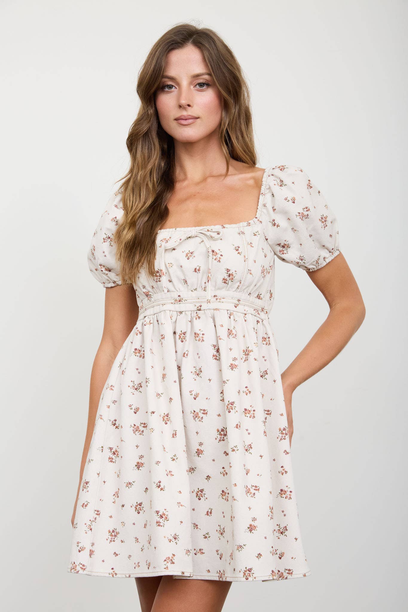 Blu Pepper - Ditsy Floral Puff Sleeve Square Neck Mini Dress view 5