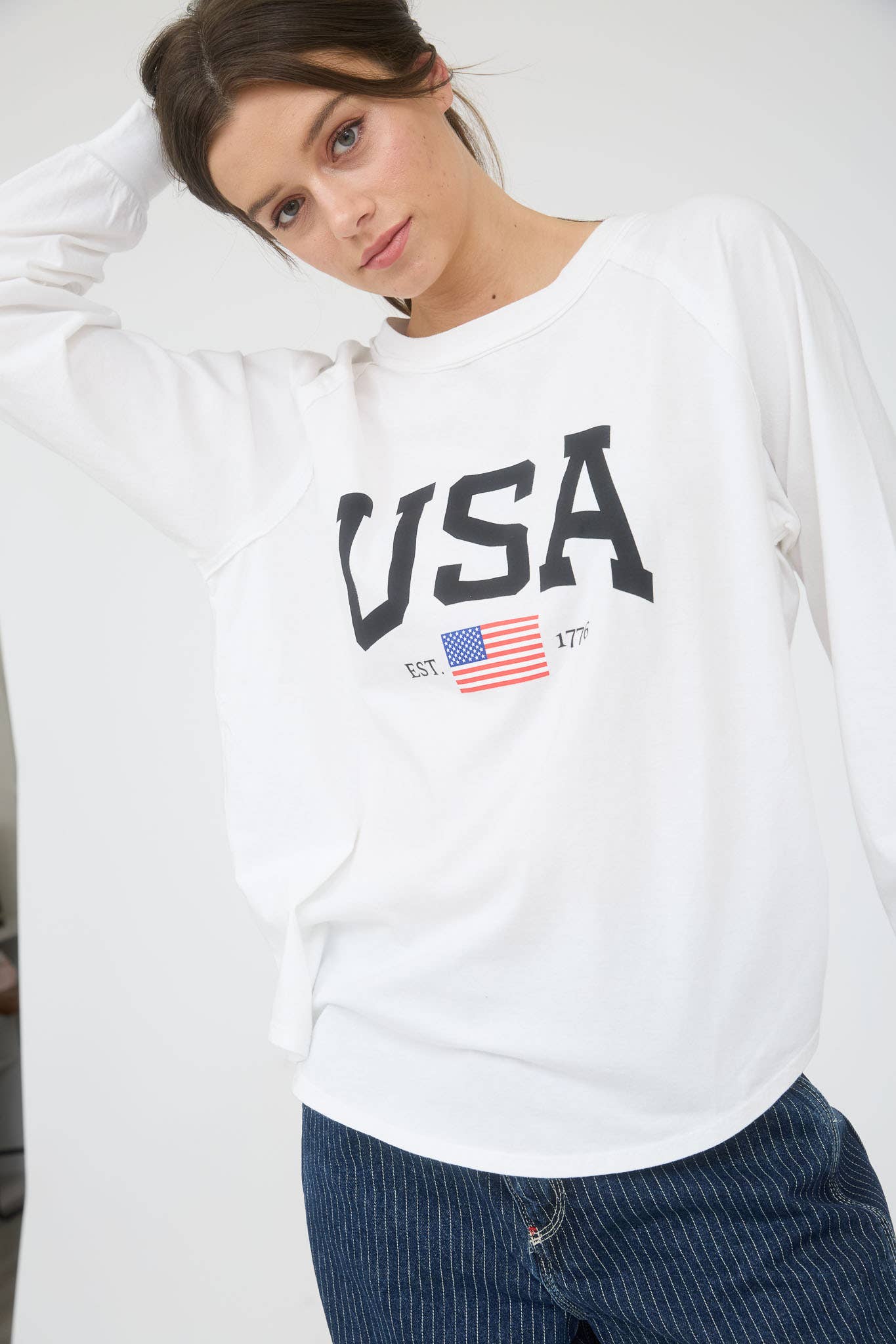 Blu Pepper - USA Graphic Raglan Long Sleeve Knit Top view 3