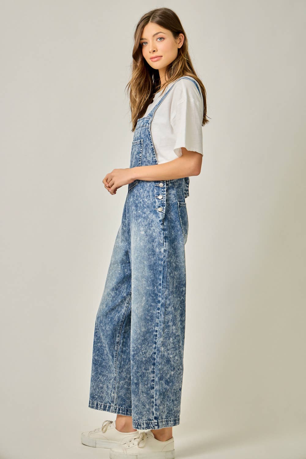 Mystree Washed Blue Denim Overalls view 4