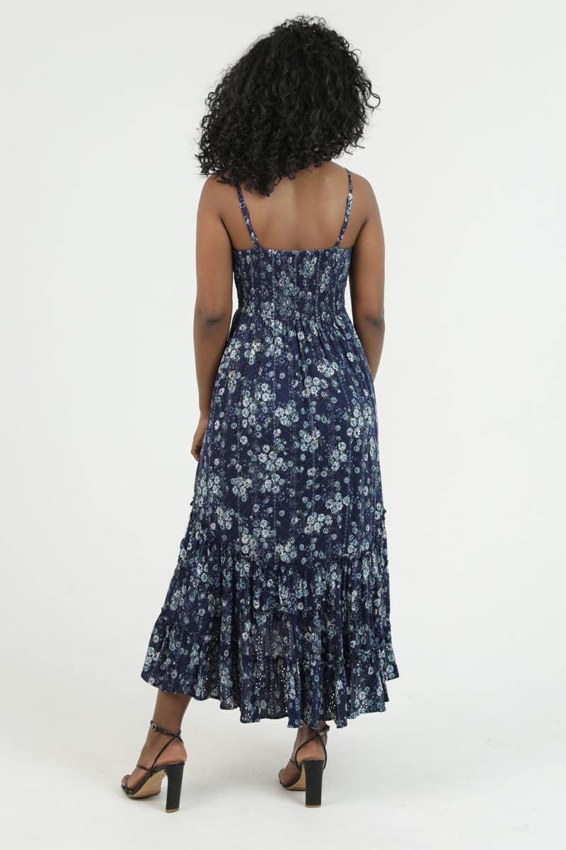 Angie Eyelet Embroidered Printed V-Neck Midi Dress view 3