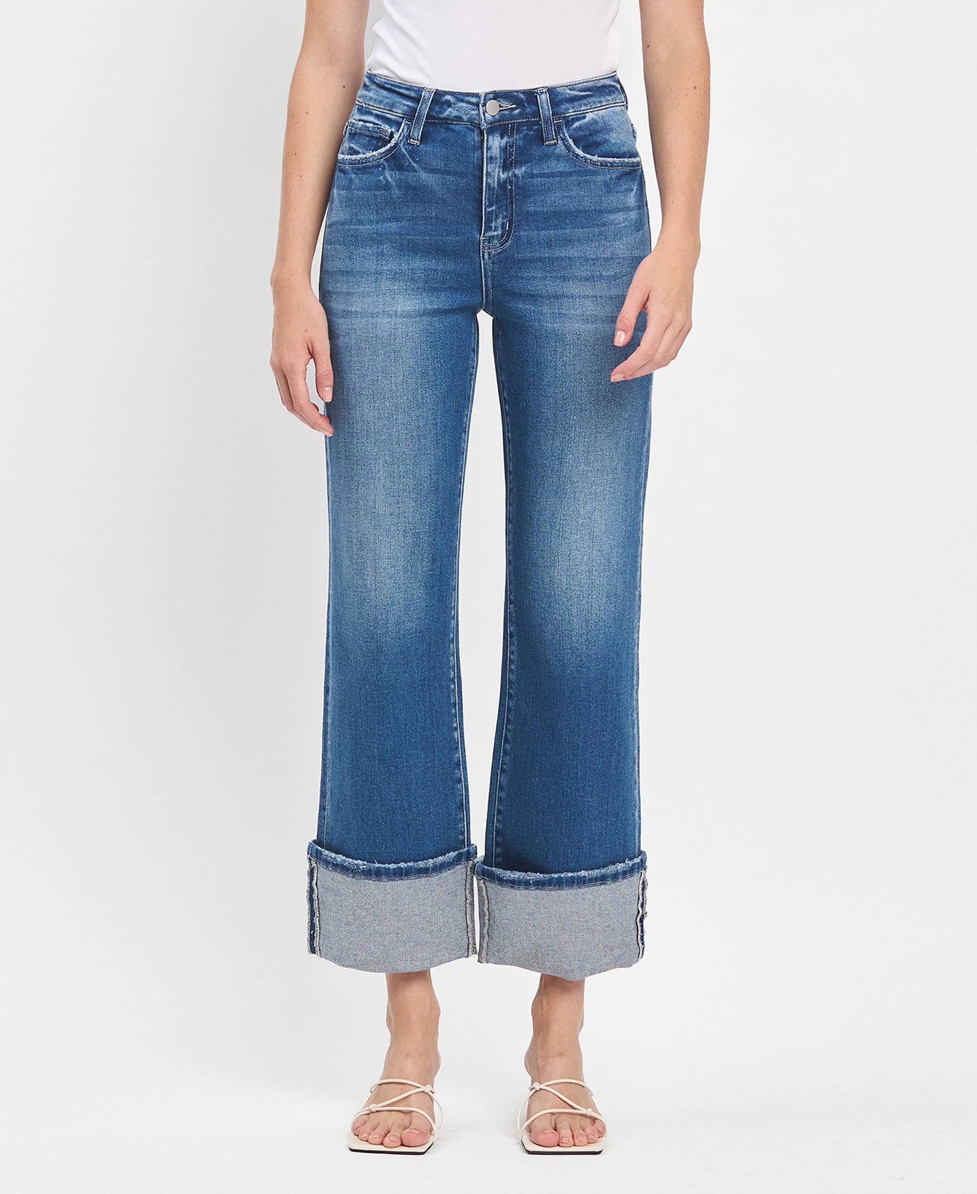Flying Monkey - Vintage High Rise Cuffed Flared Jeans