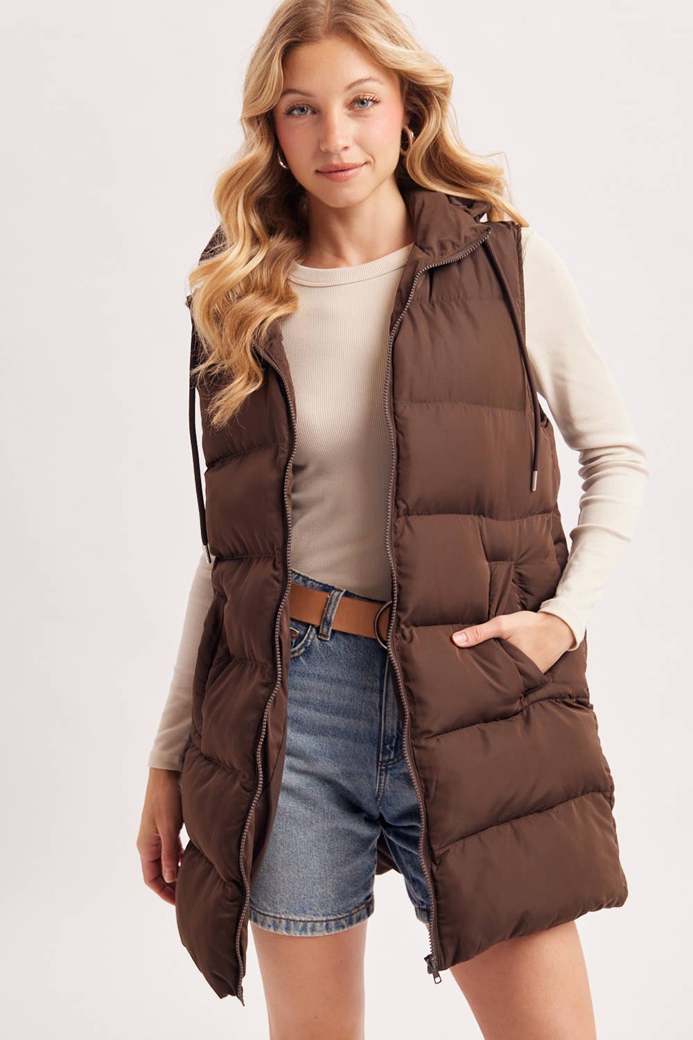 Bluivy - Hooded Longline Puffer Vest view 10