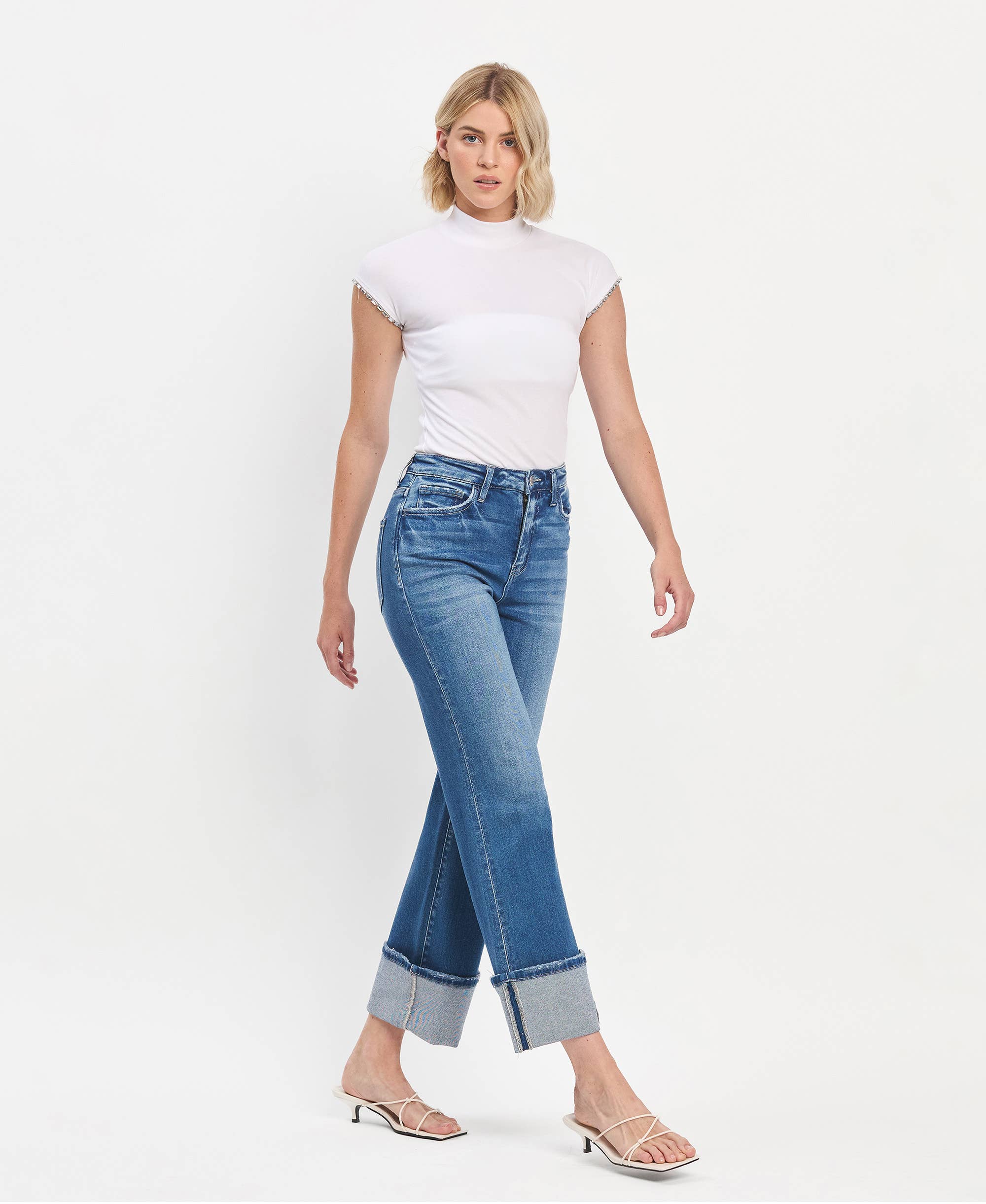 Flying Monkey - Vintage High Rise Cuffed Flared Jeans view 6