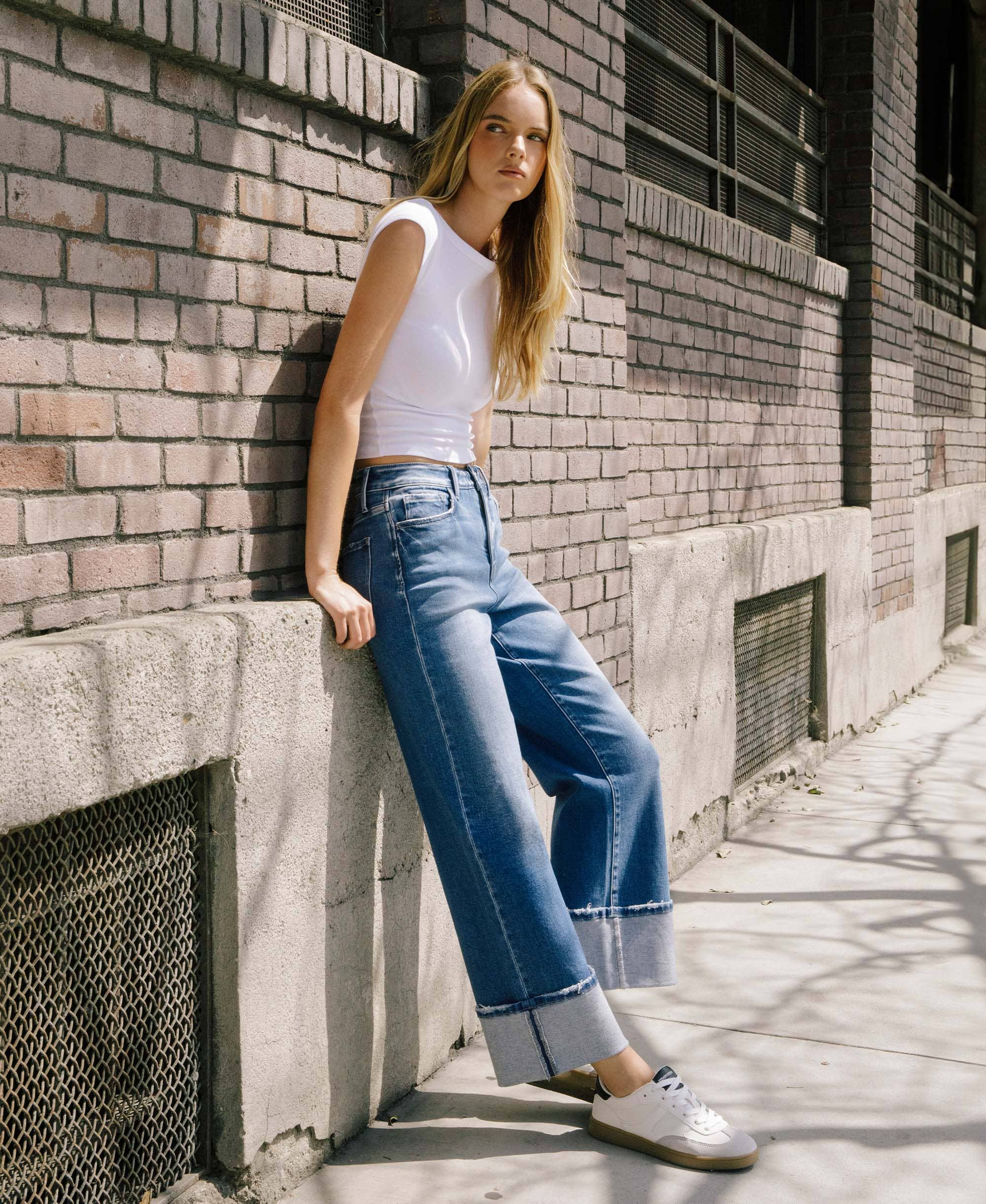 Flying Monkey - Vintage High Rise Cuffed Flared Jeans view 2