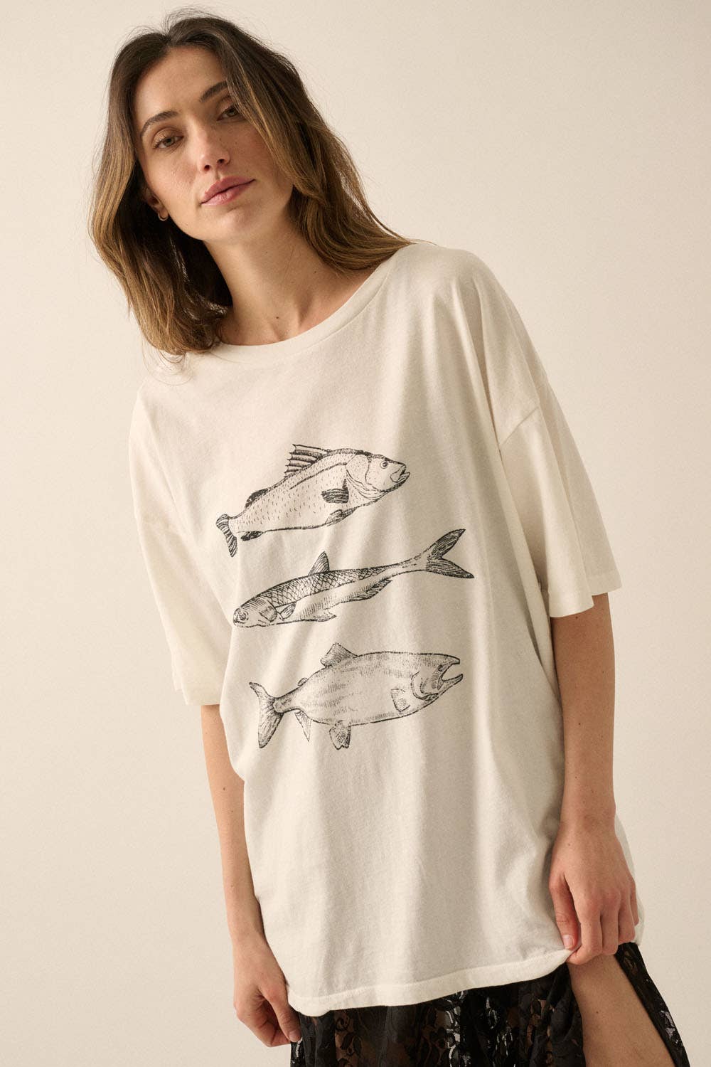 Promesa USA - Three Fishes Garment-Washed Oversize Graphic Tee view 4