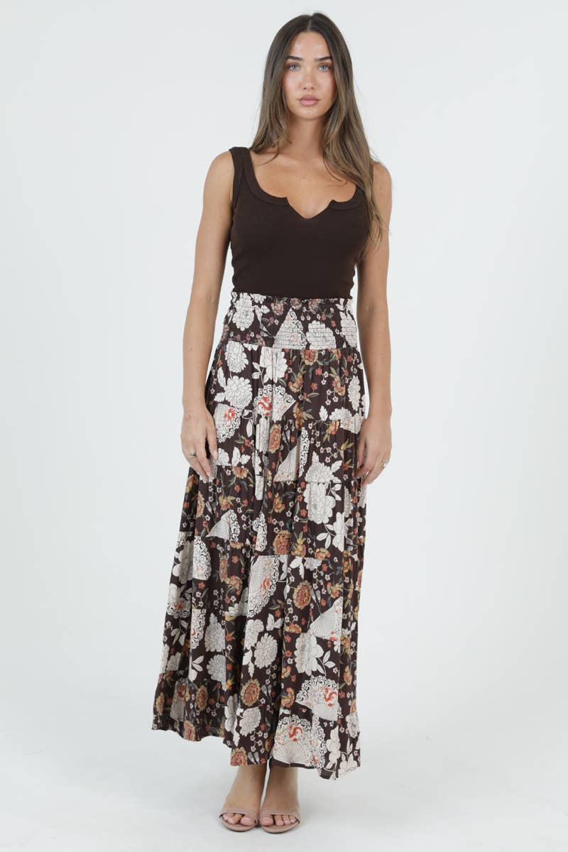 Angie Tiered Maxi Skirt with Smocked Waistband