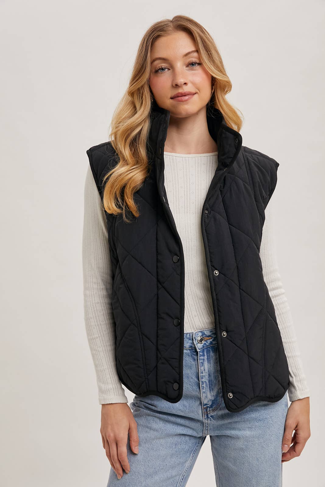 Bluivy Button-Down Quilted Puffer Vest with Pockets view 3