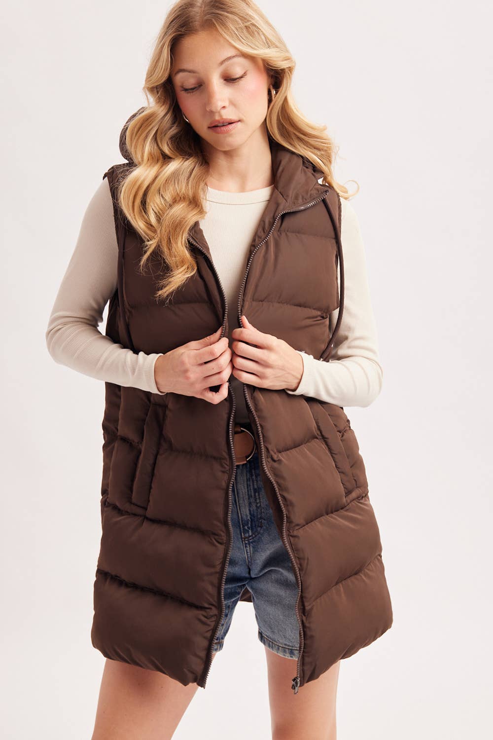 Bluivy - Hooded Longline Puffer Vest view 9