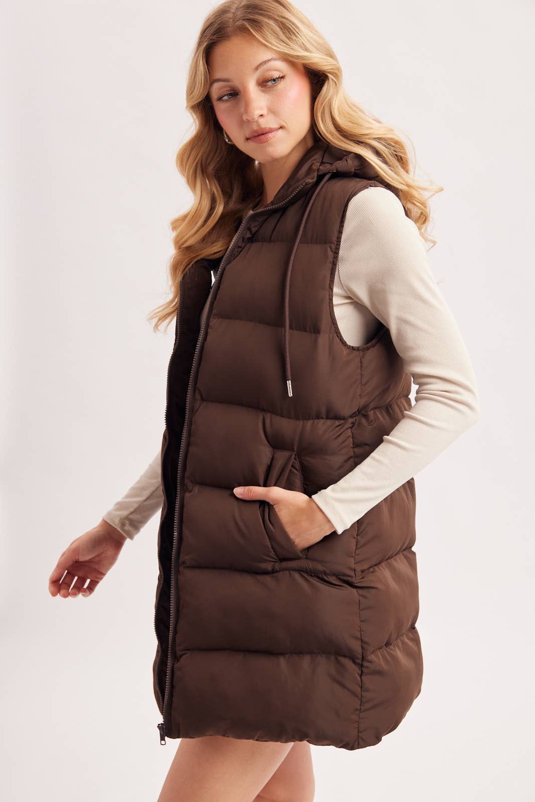 Bluivy - Hooded Longline Puffer Vest view 13