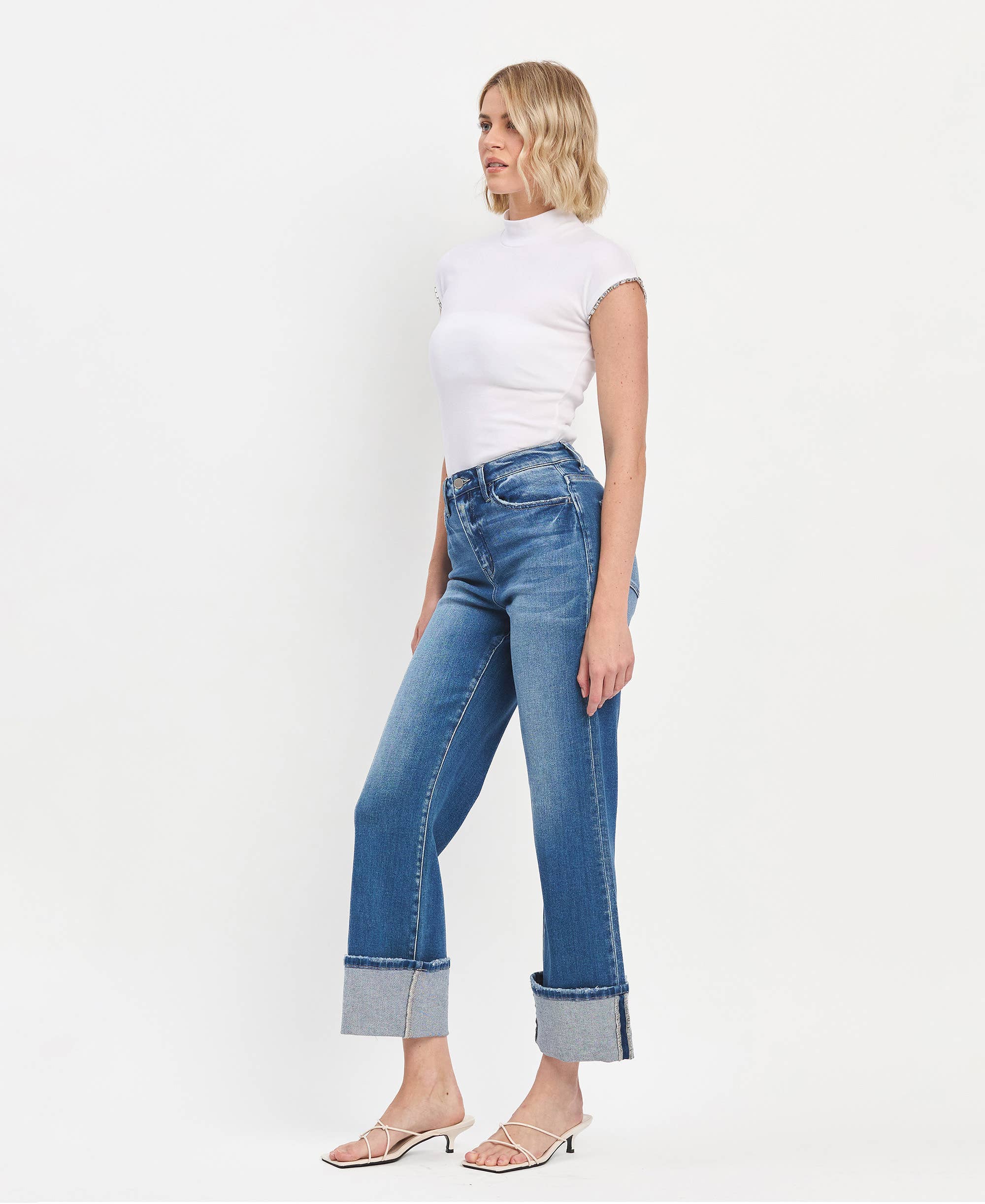 Flying Monkey - Vintage High Rise Cuffed Flared Jeans view 10