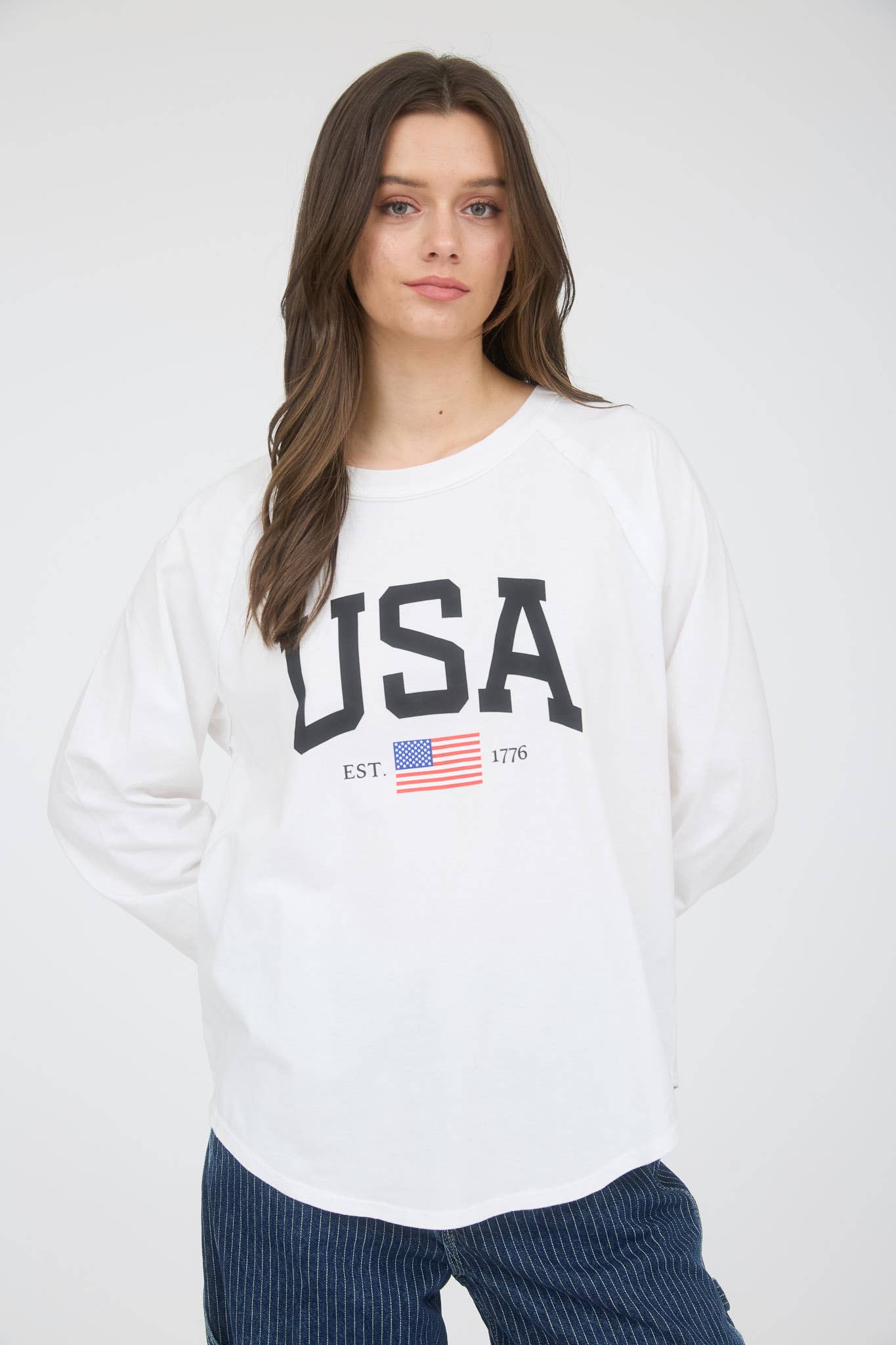 Blu Pepper - USA Graphic Raglan Long Sleeve Knit Top view 5