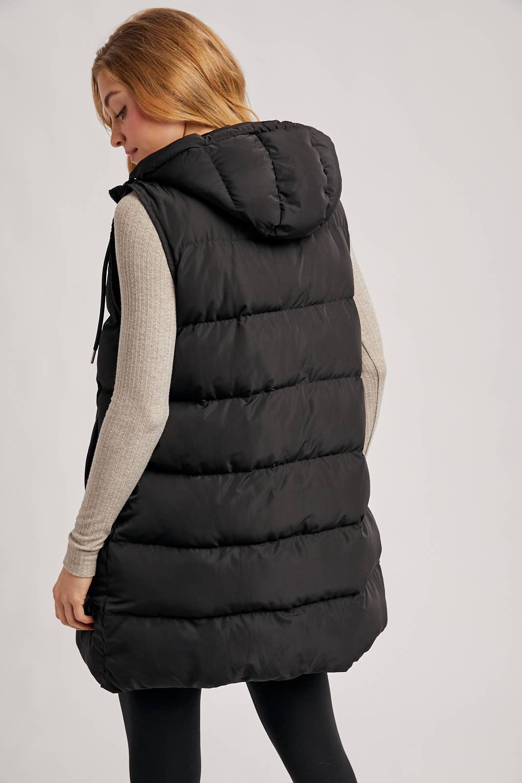 Bluivy - Hooded Longline Puffer Vest view 7